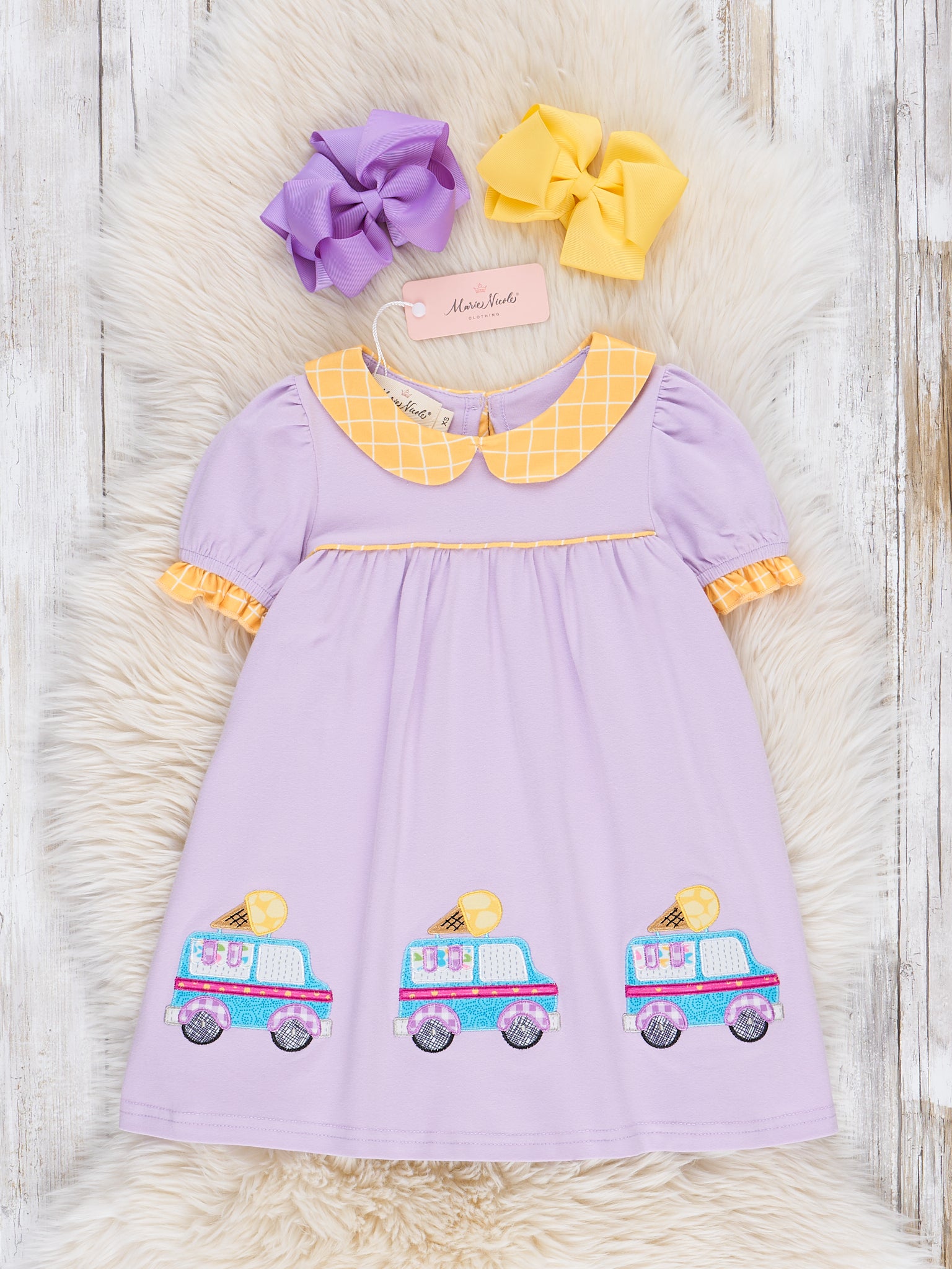 Embroidered Ice Cream Trucks Dress – Marie Nicole Clothing
