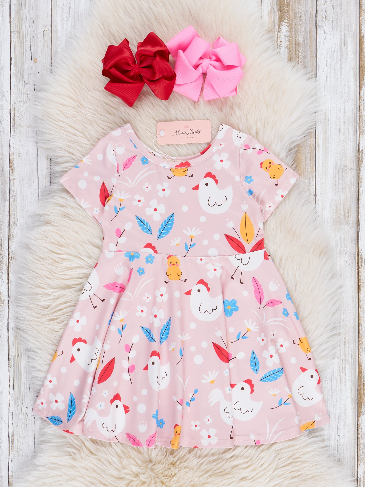 pink chicken bow dress Girls Eloise Dress