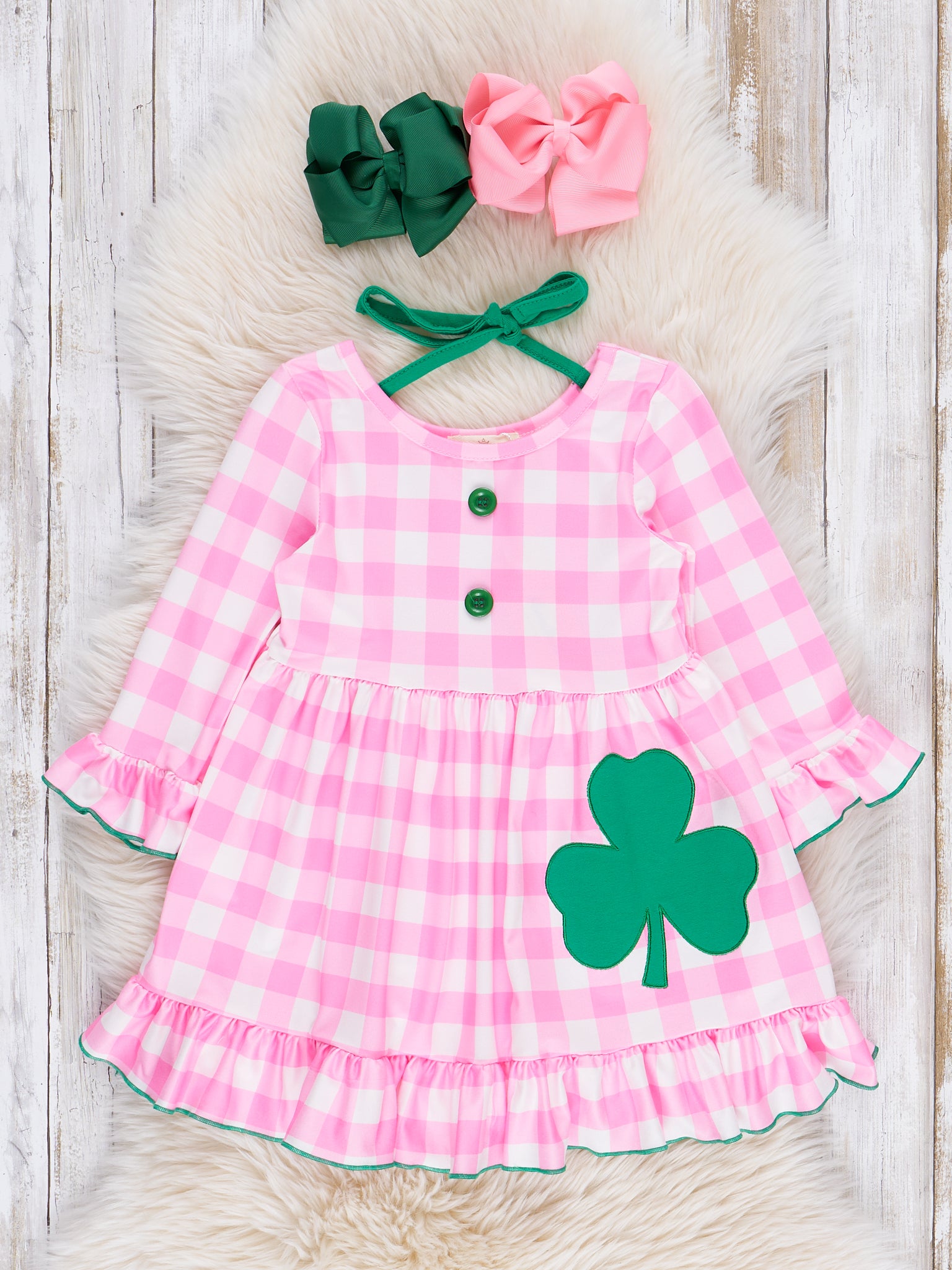 Infant Girl St Patrick's Shamrocks Dress Shamrock Princess Plaid Embroidered Ruffle Dress Marie Nicole XS(18/24mos) Infant Girl St Patrick's Shamrocks Dress Shamrock Princess Plaid Embroidered Ruffle Dress Marie Nicole XS(18/24mos)