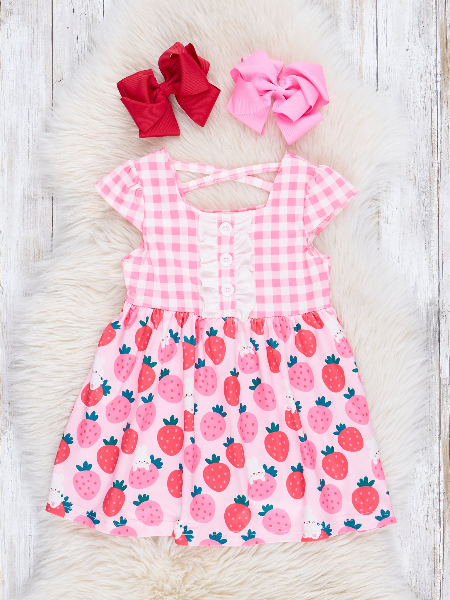 Plaid Strawberries & Cream Dress