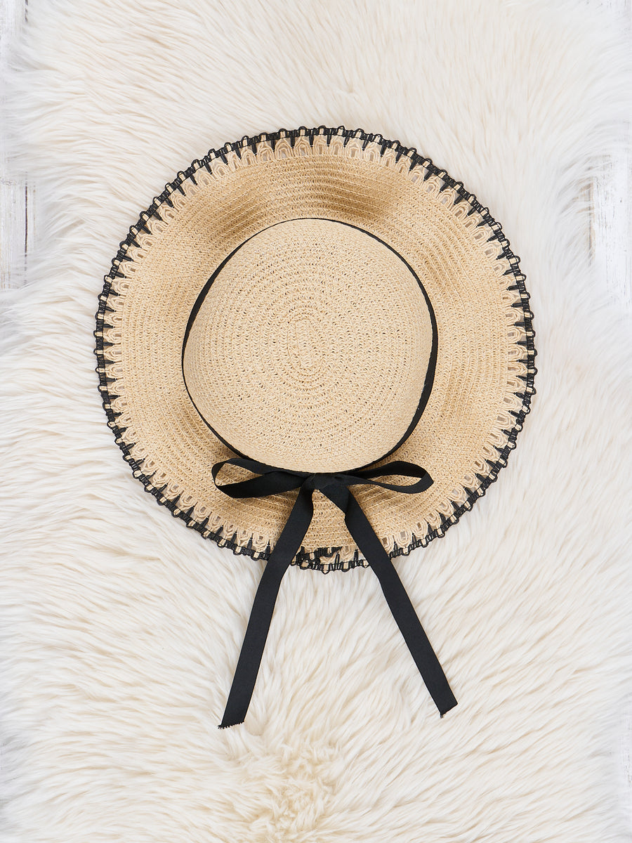 Beige Ruffle Sun Hat - Marie Nicole Clothing