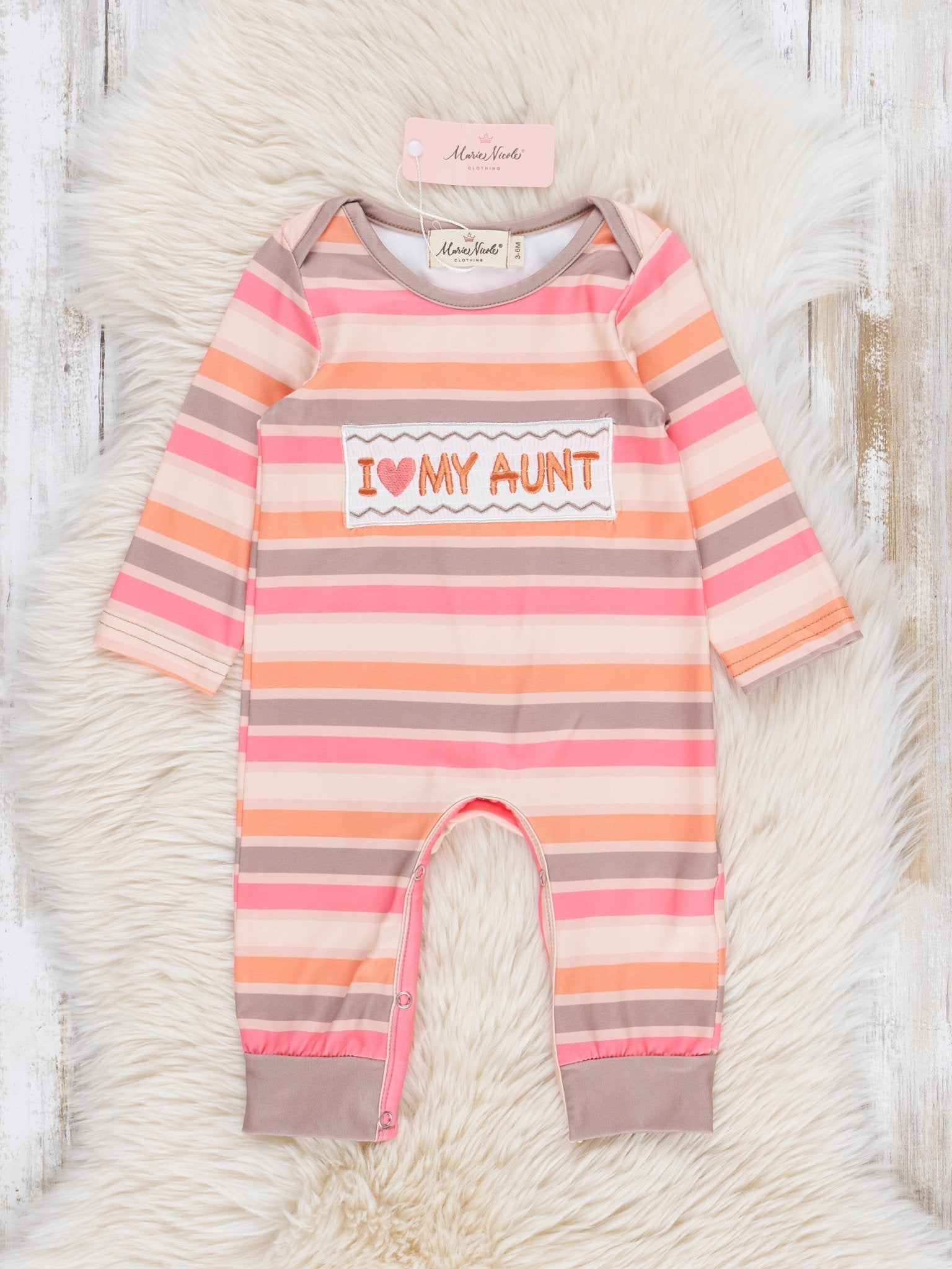 Orange Striped Smocked Aunt Love Romper - Marie Nicole Clothing