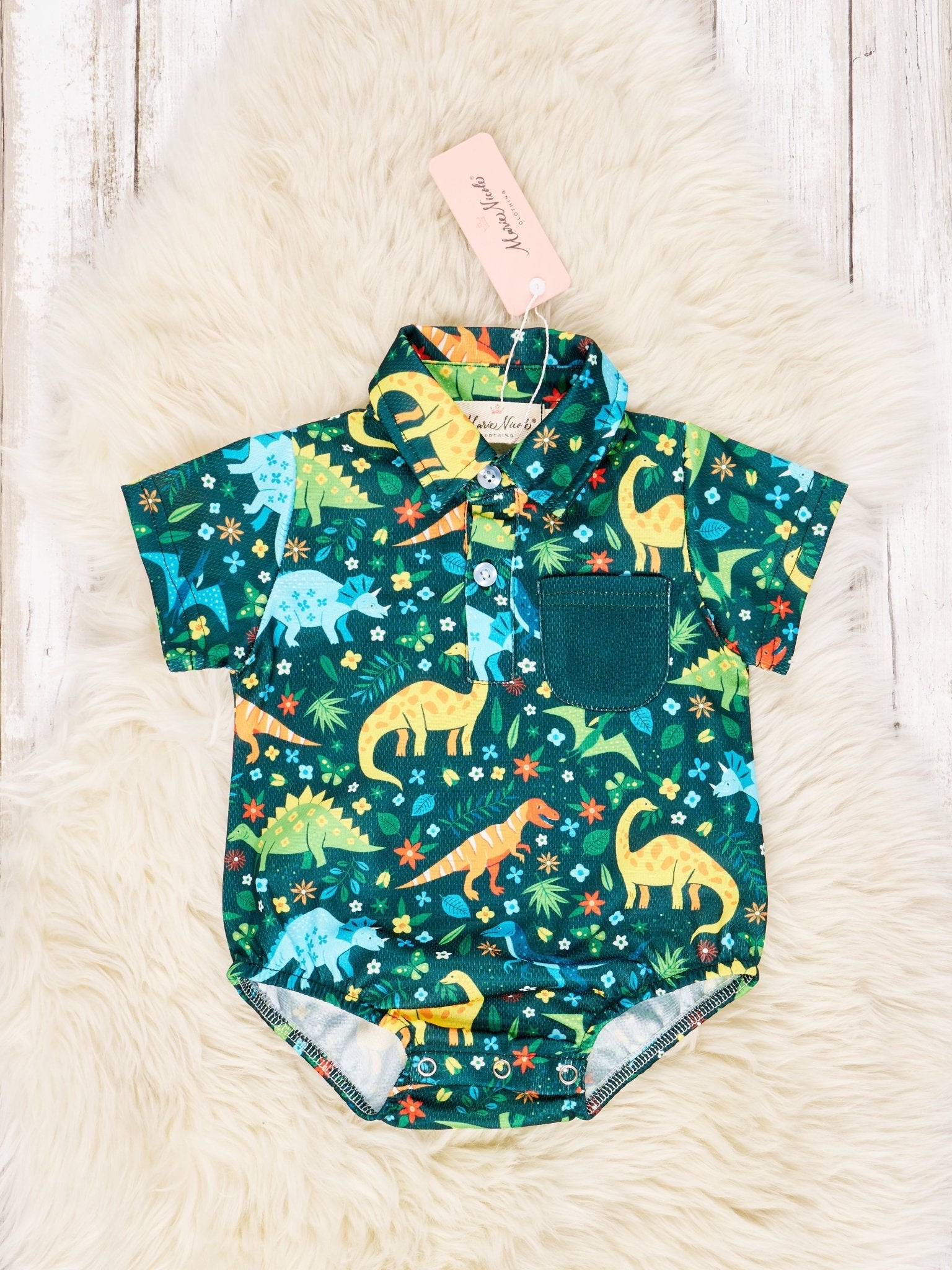 Jurassic Jungle Polo Romper - Marie Nicole Clothing