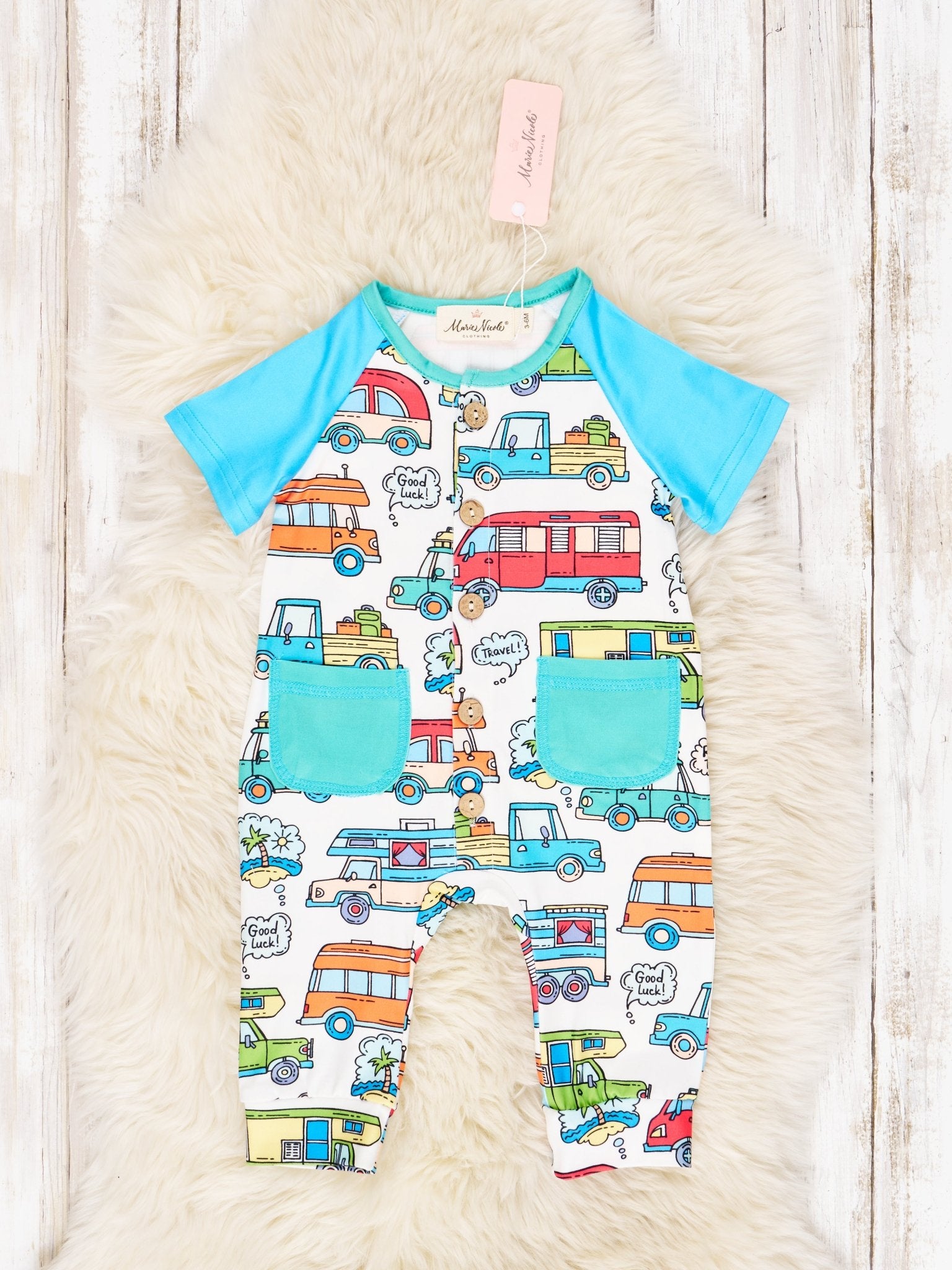"Road Trip" Raglan Romper - Marie Nicole Clothing