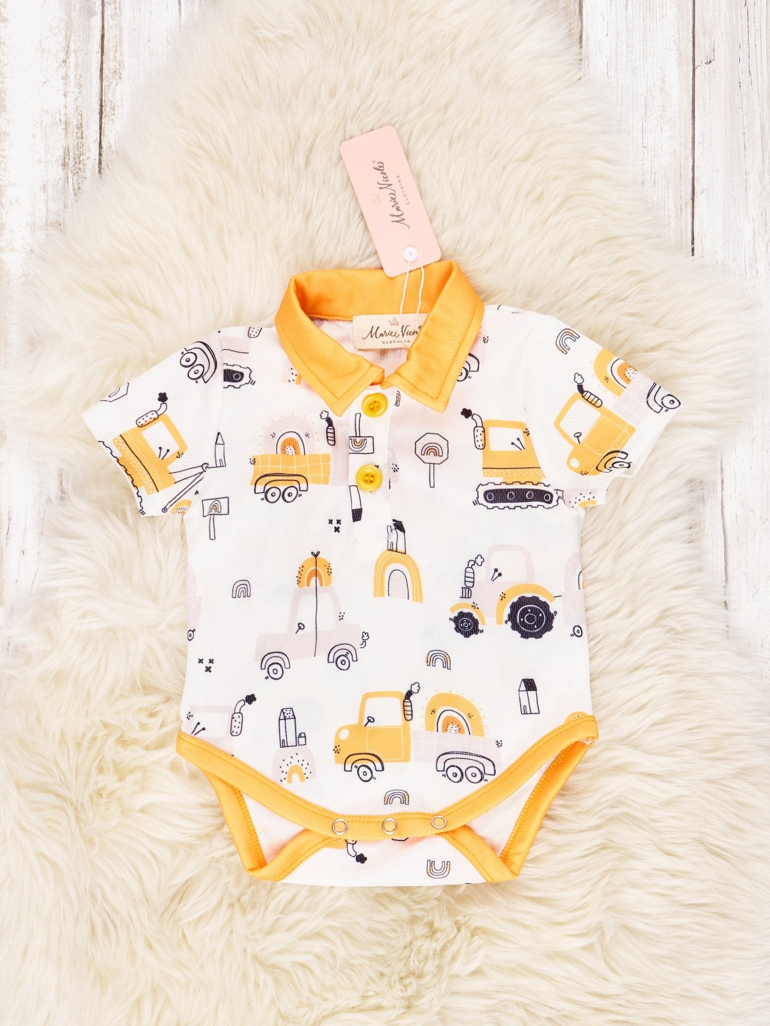 Construction Zone Polo Romper - Marie Nicole Clothing