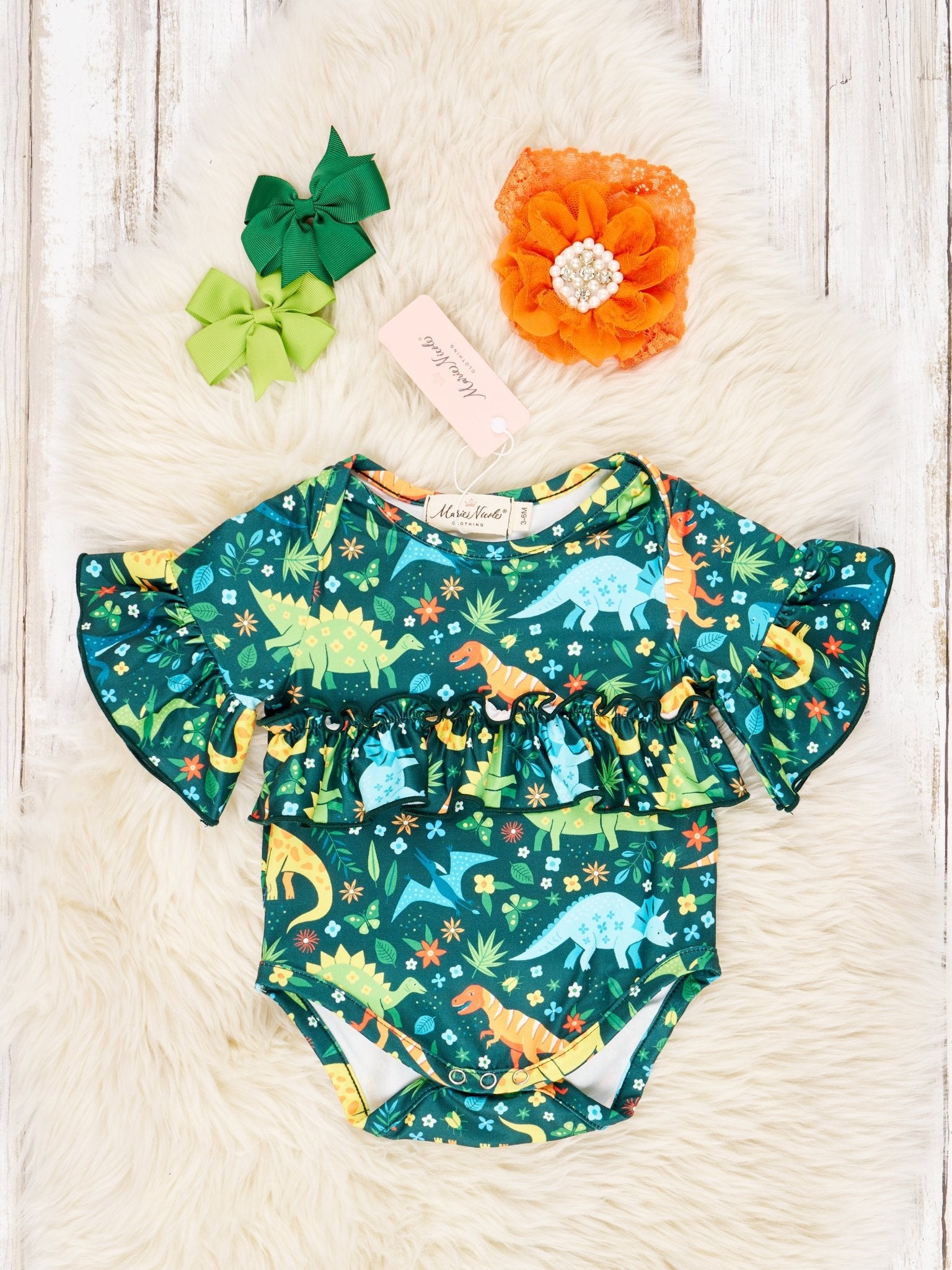 Jurassic Jungle Ruffle Bubble Romper - Marie Nicole Clothing
