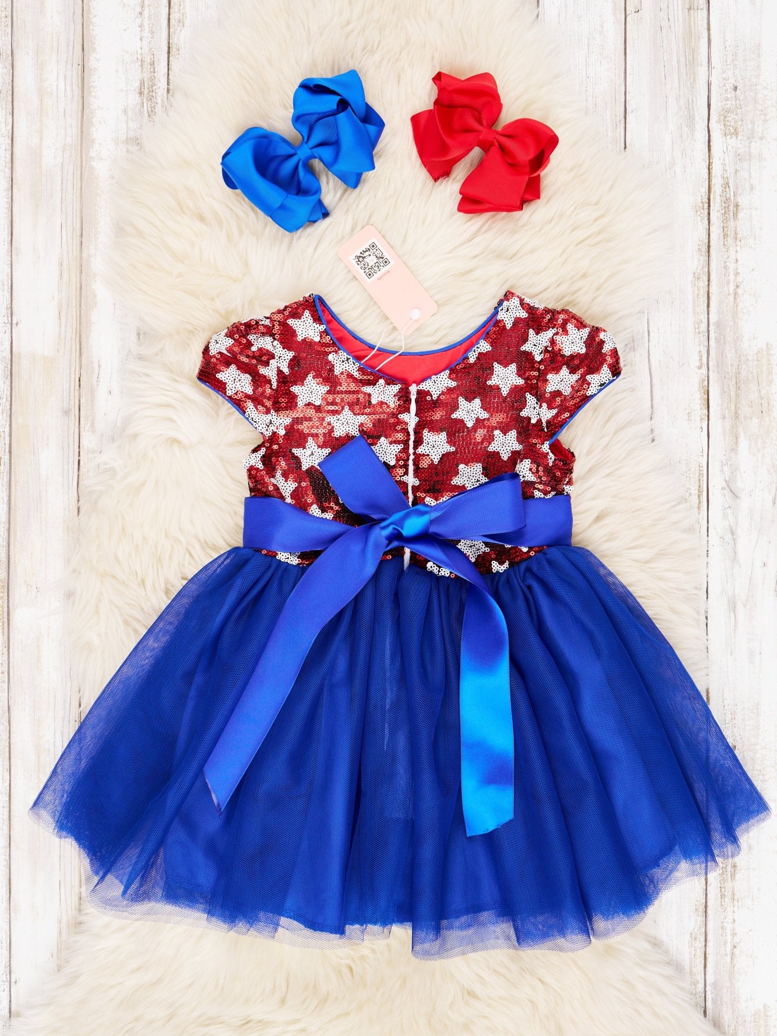 Stars & Stripes Sequin Blue Tulle Dress - Marie Nicole Clothing