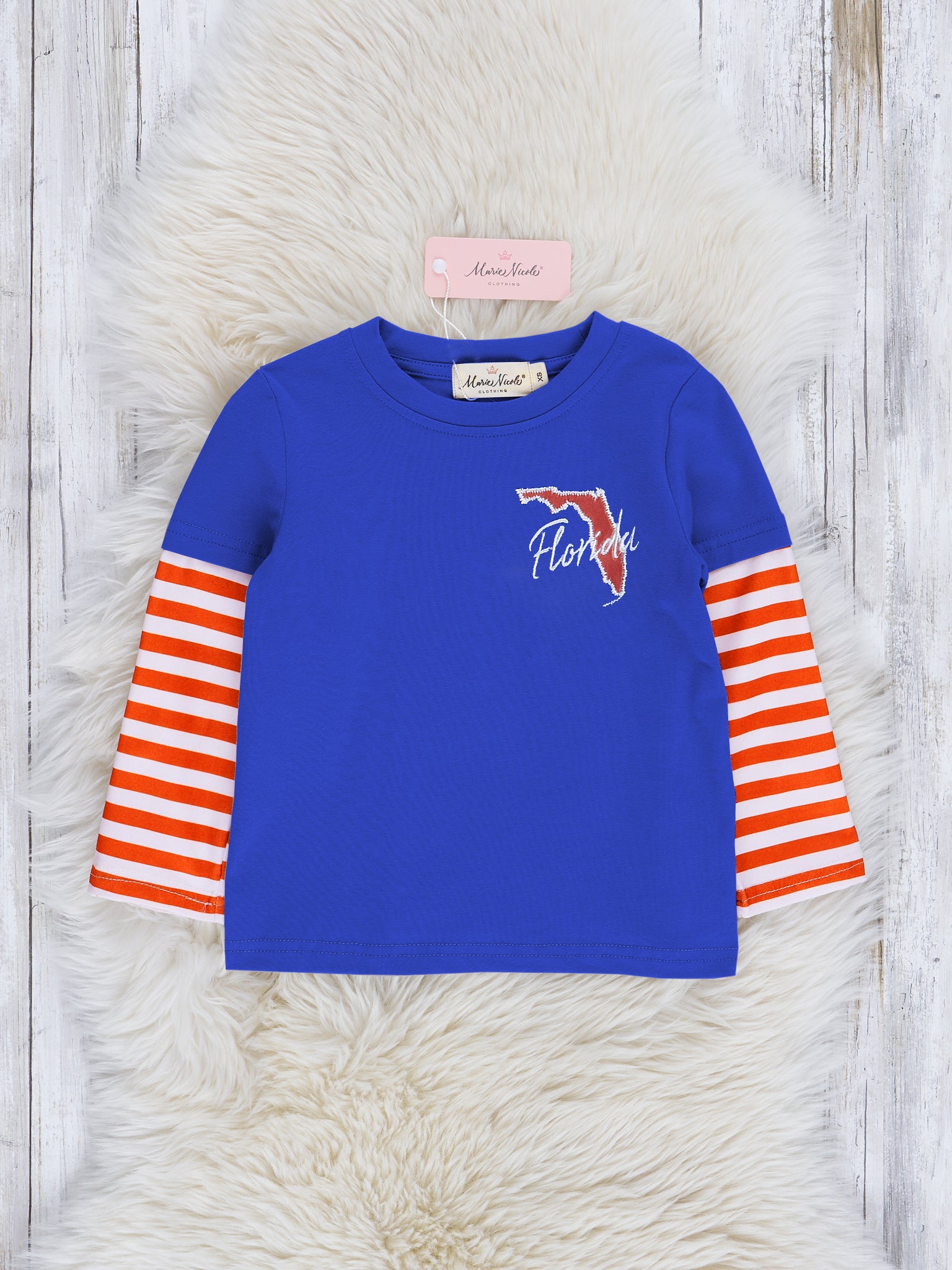 FL Blue Stripe Raglan Top - Marie Nicole Clothing