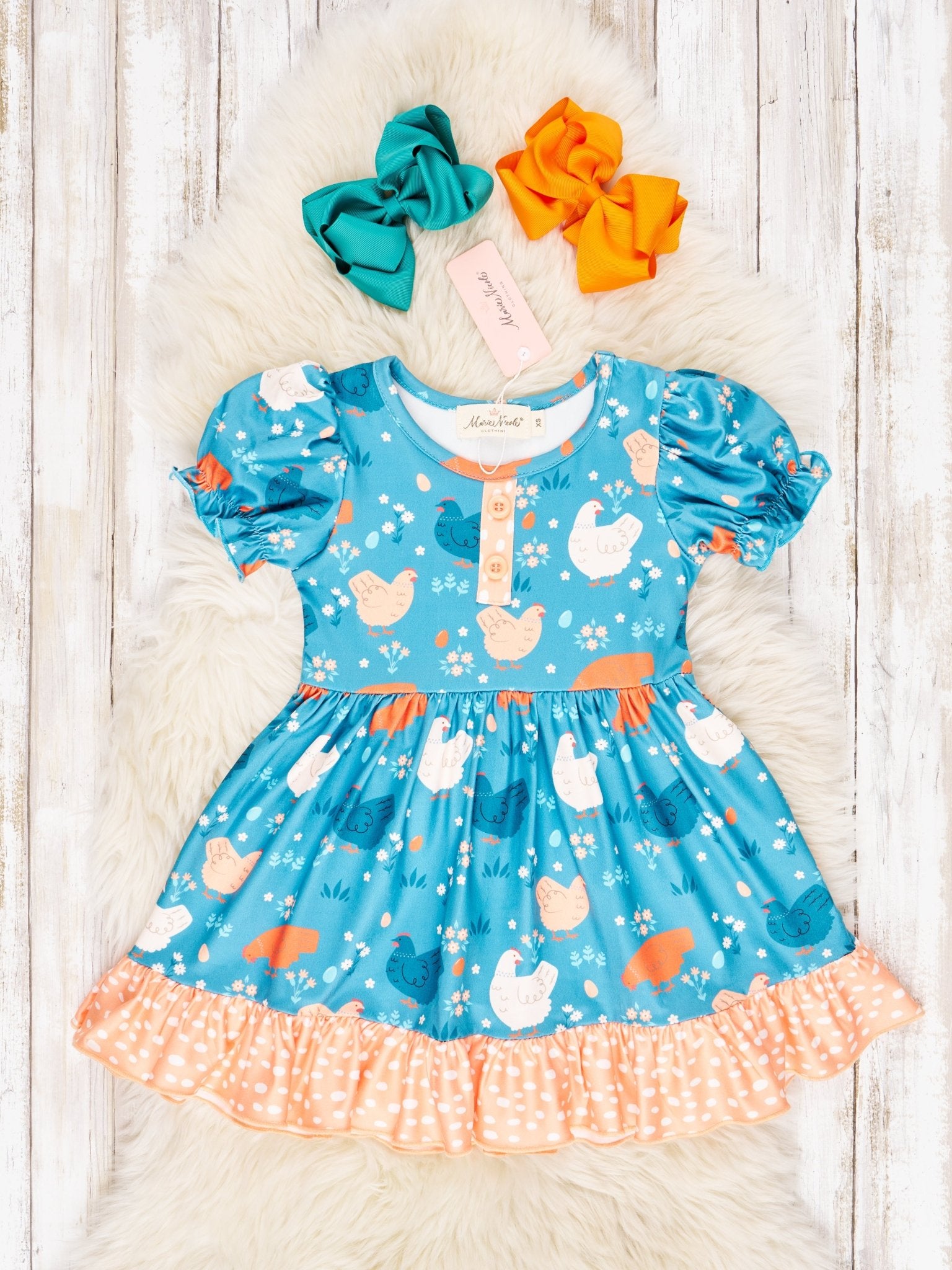 Summer Chicken Ruffle Dress - Marie Nicole Clothing