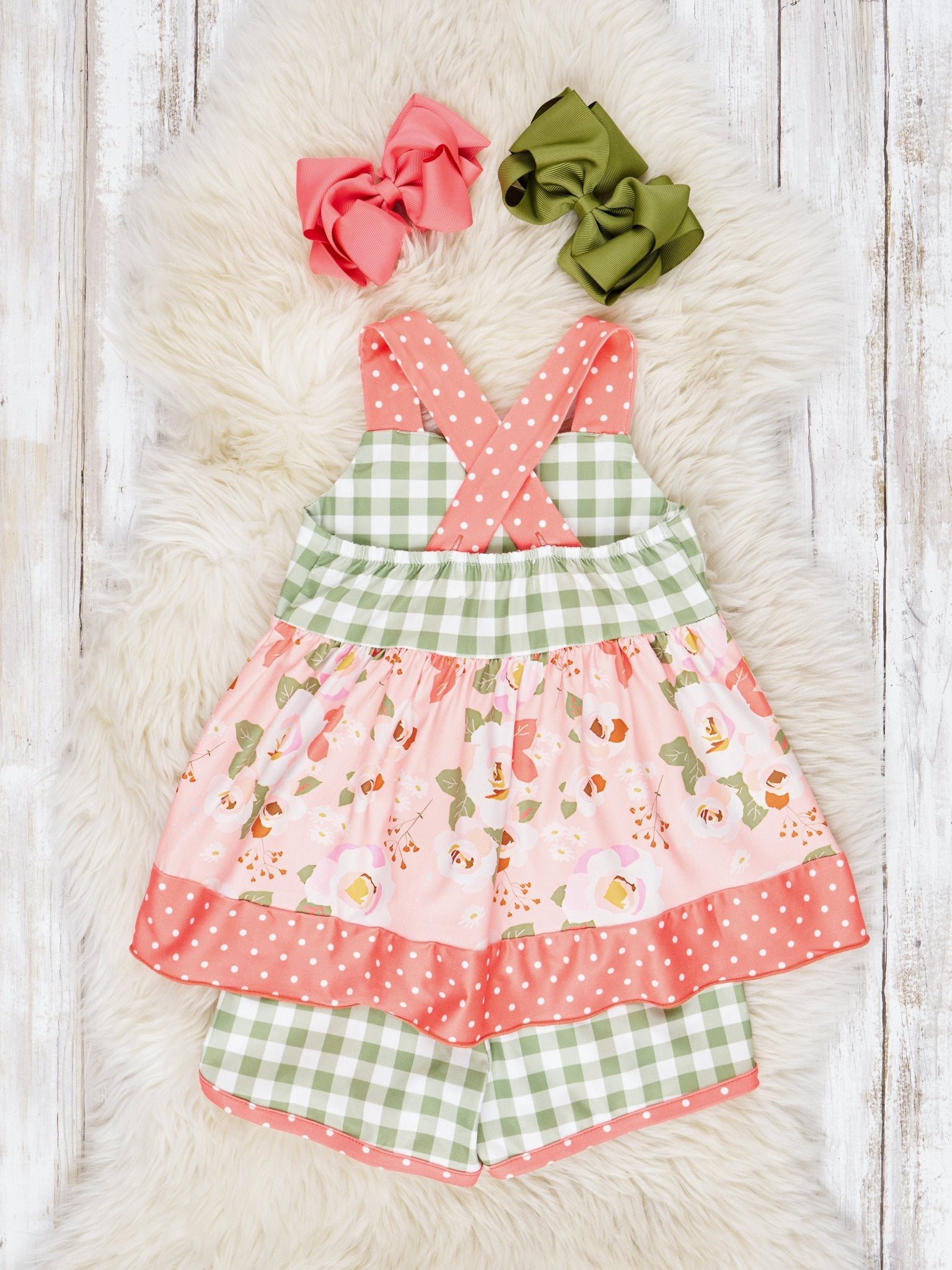 Floral Gingham Tank Ruffle Outfit - Marie Nicole Clothing