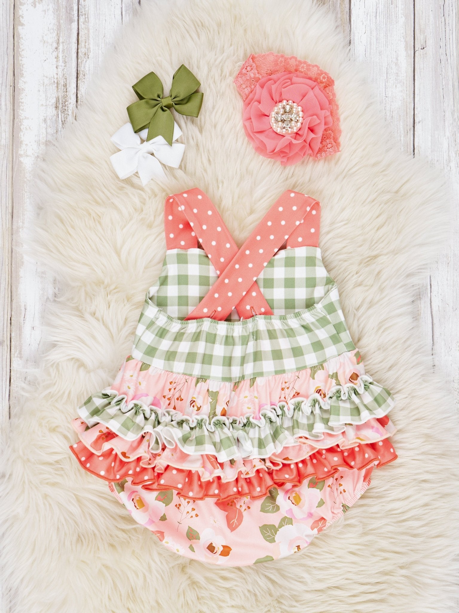 Floral Gingham Tank Ruffle Bubble - Marie Nicole Clothing
