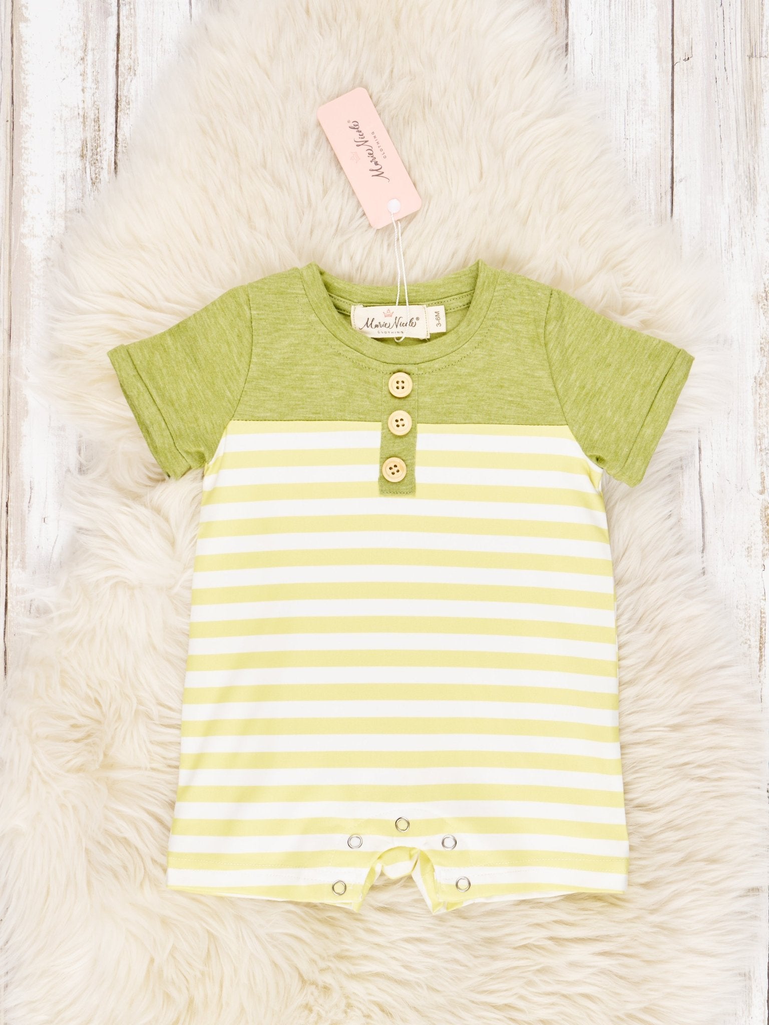 Yellow Stripe Romper - Marie Nicole Clothing