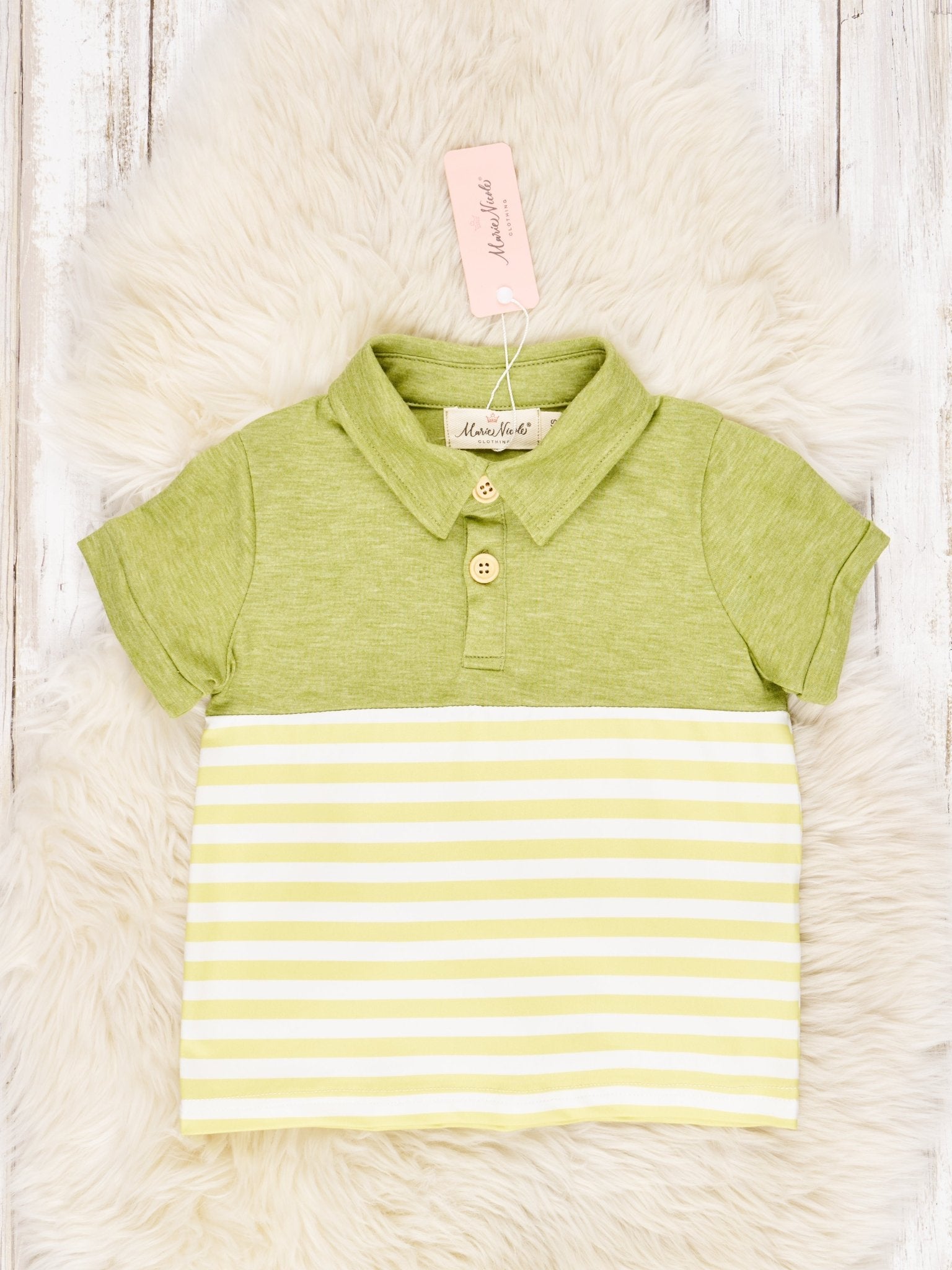 Yellow Stripe Polo - Marie Nicole Clothing