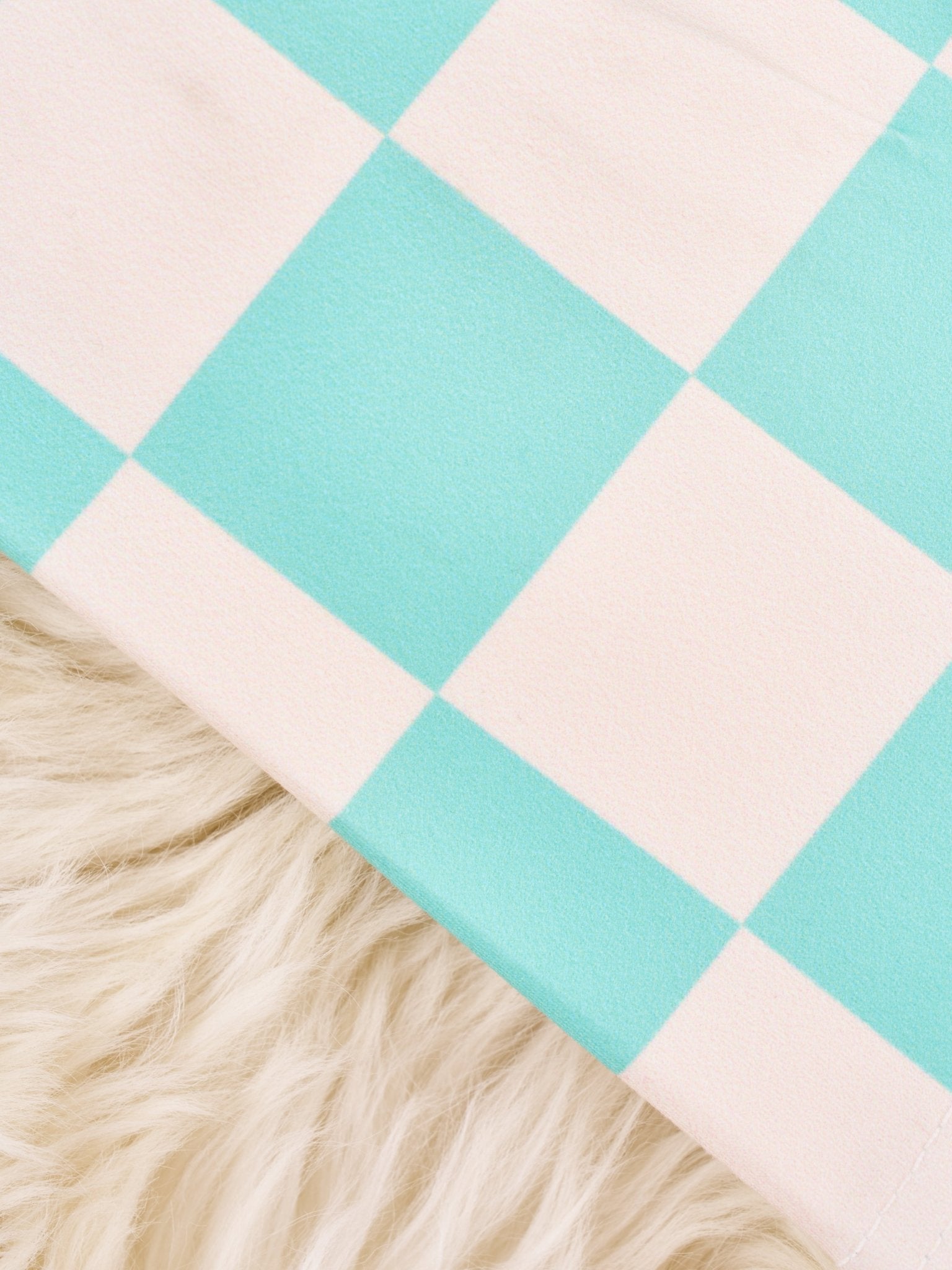 Aqua Check Long Biker Shorts - Marie Nicole Clothing