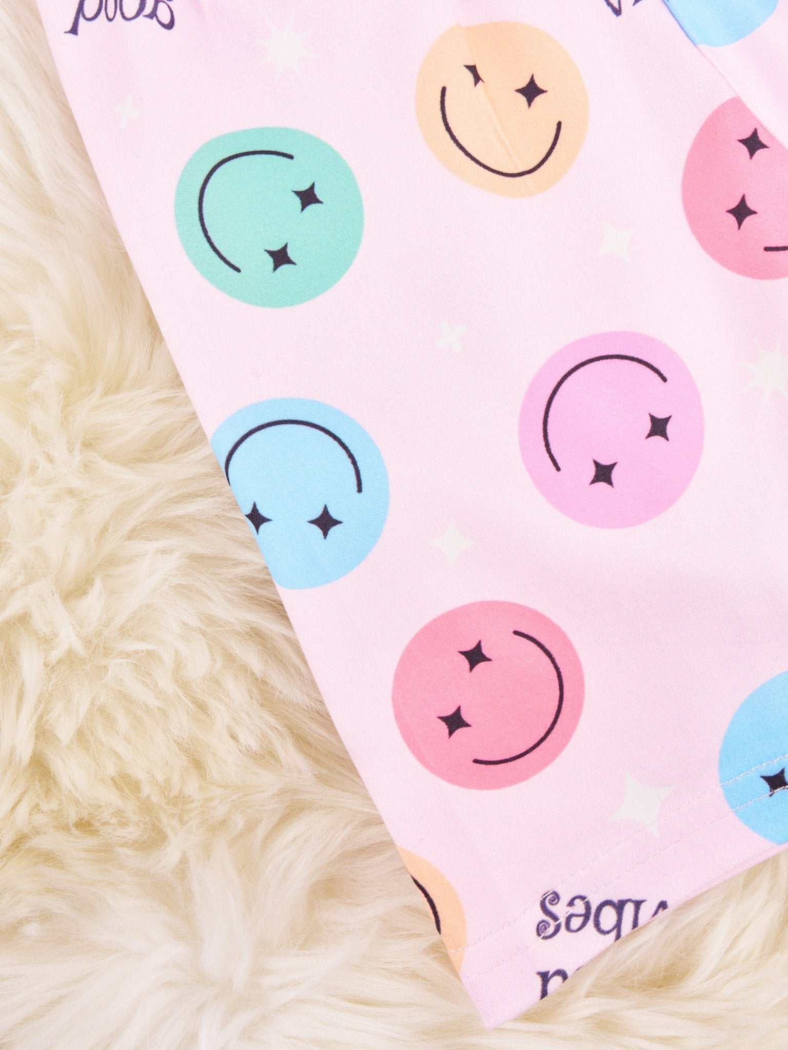 Smiley "Good Vibes" Long Biker Shorts - Marie Nicole Clothing