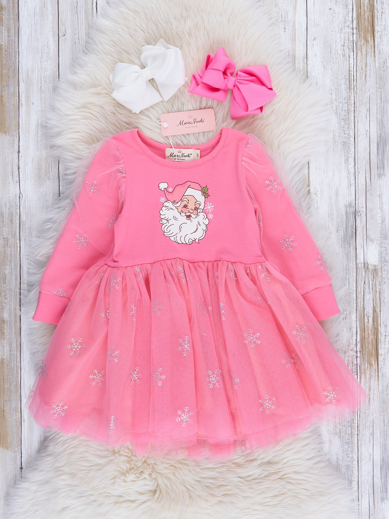 Pink & Silver Sparkle Santa Tulle Dress