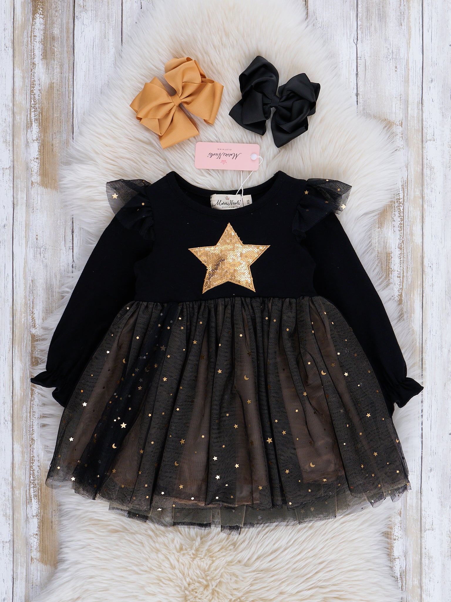 Black Gold Star Sparkle Tulle Dress Black Gold Star Sparkle Tulle Dress