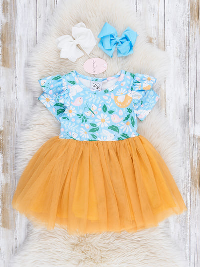 mustard yellow tulle dress Mustard Bunny Daisy Tulle Ruffle Dress