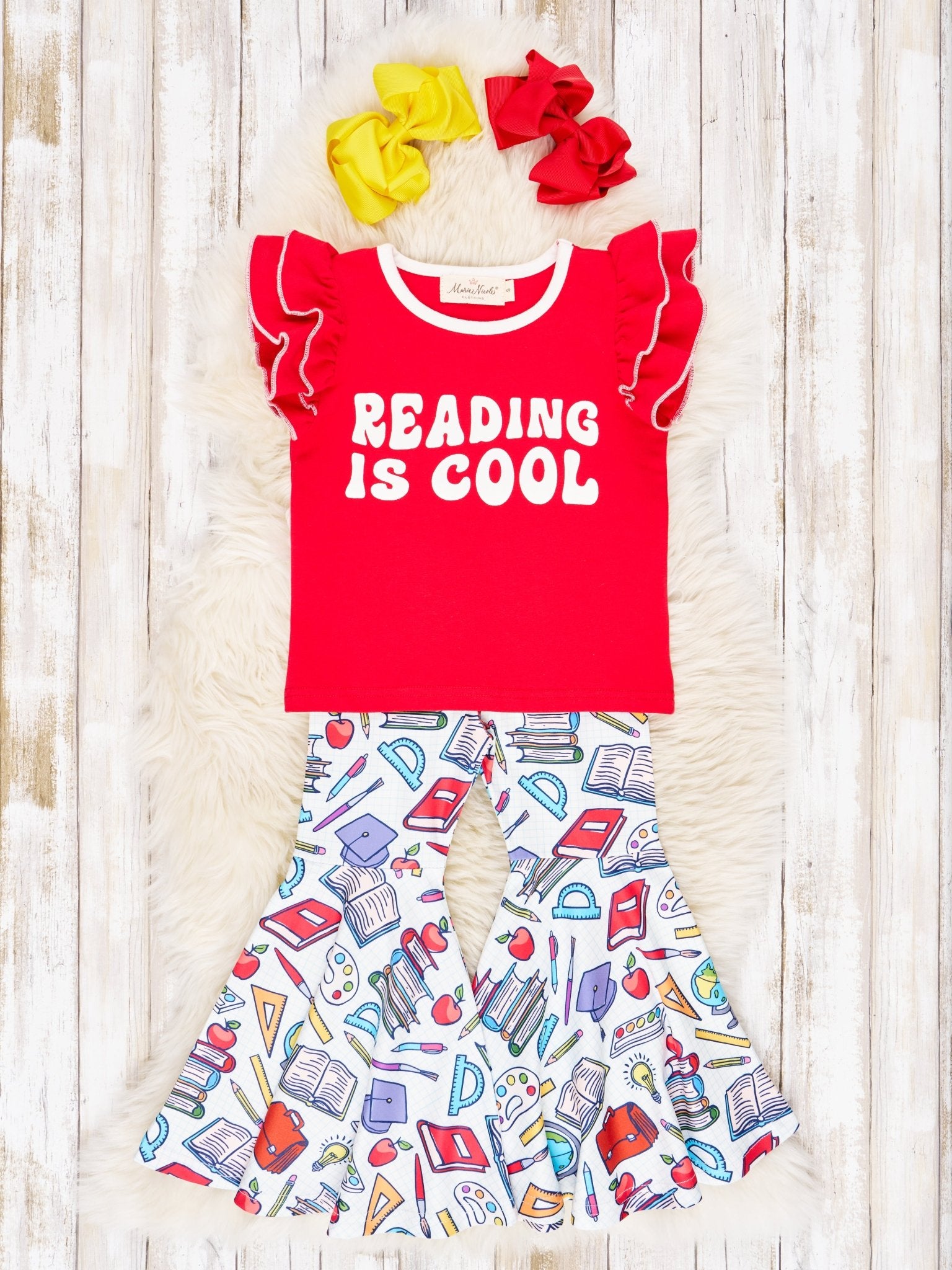 "Reading Is Cool" Ruffle Outfit - Marie Nicole Clothing