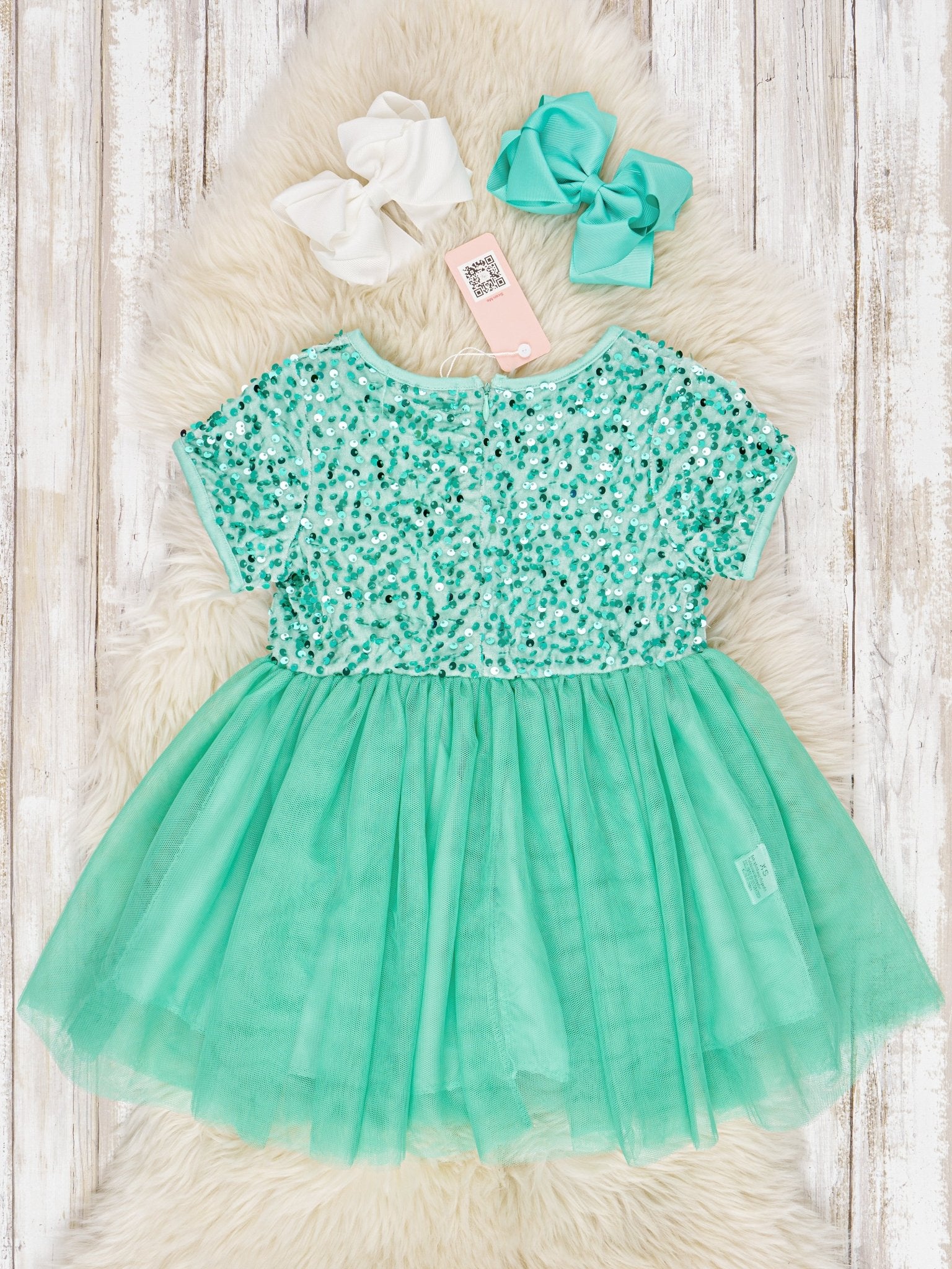 Seafoam Sparkly Tulle Dress - Marie Nicole Clothing