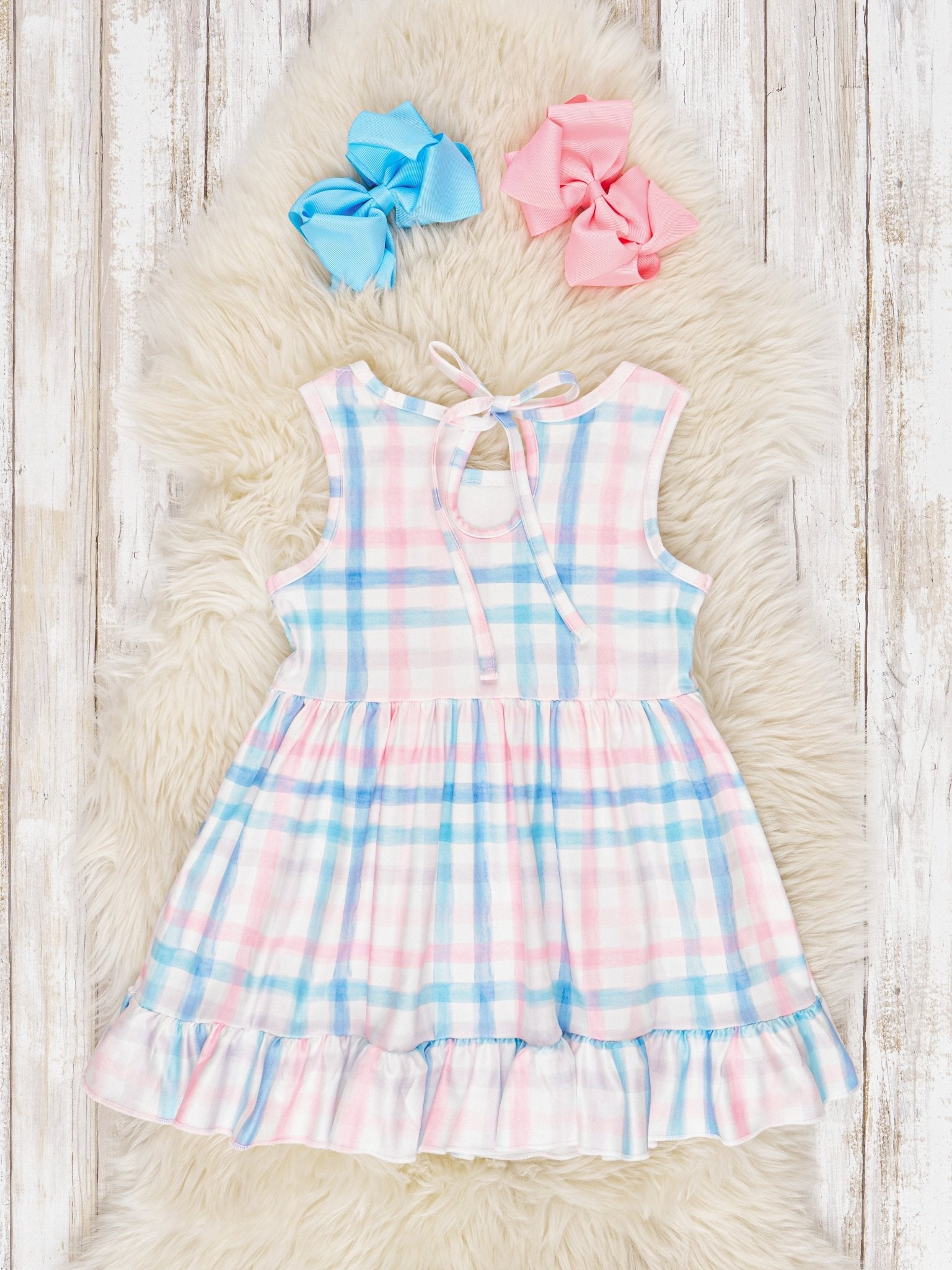 Summer Gingham Ruffle Dress - Marie Nicole Clothing