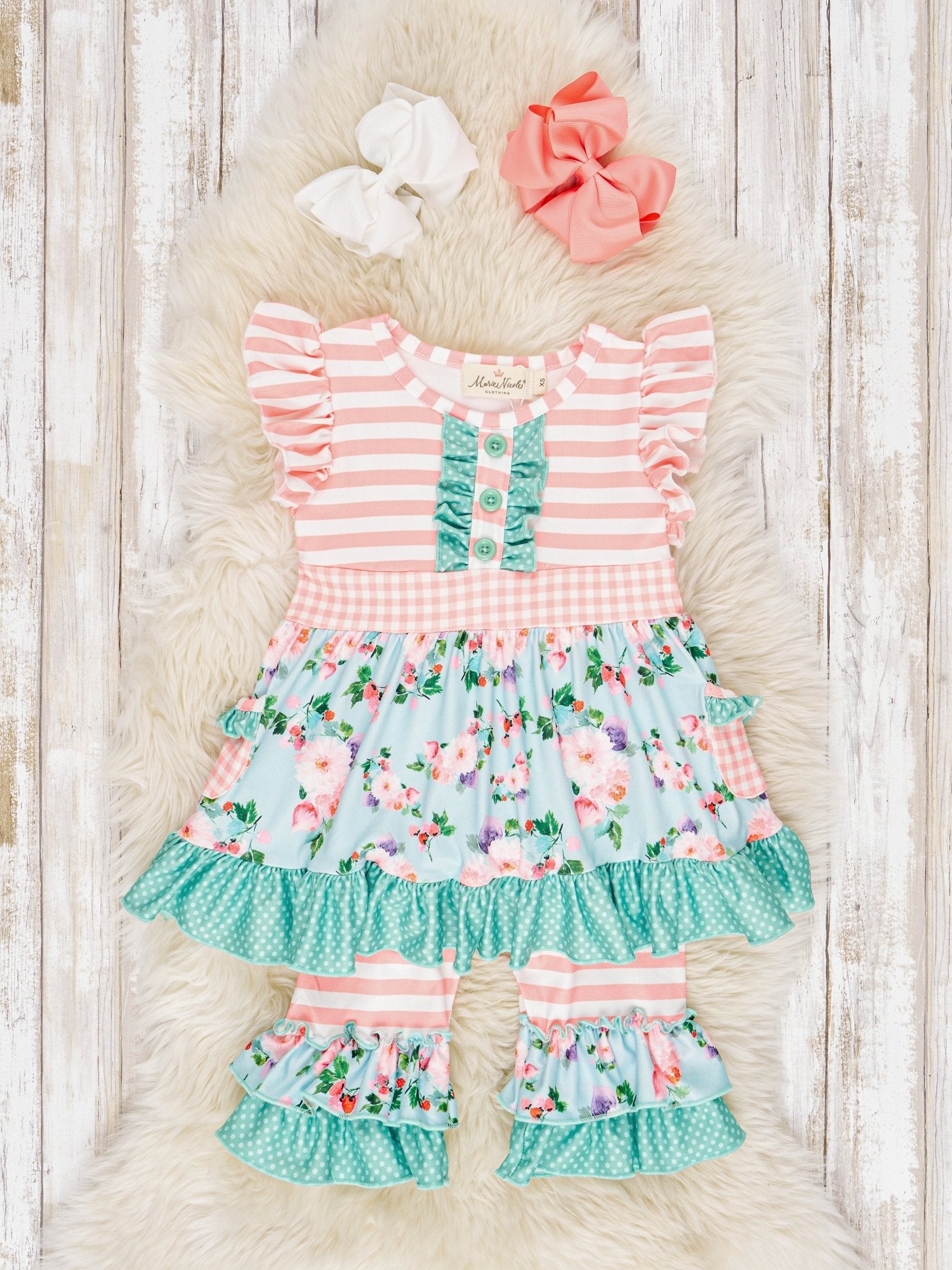 Bright Blossom Ruffle Outfit - Marie Nicole Clothing
