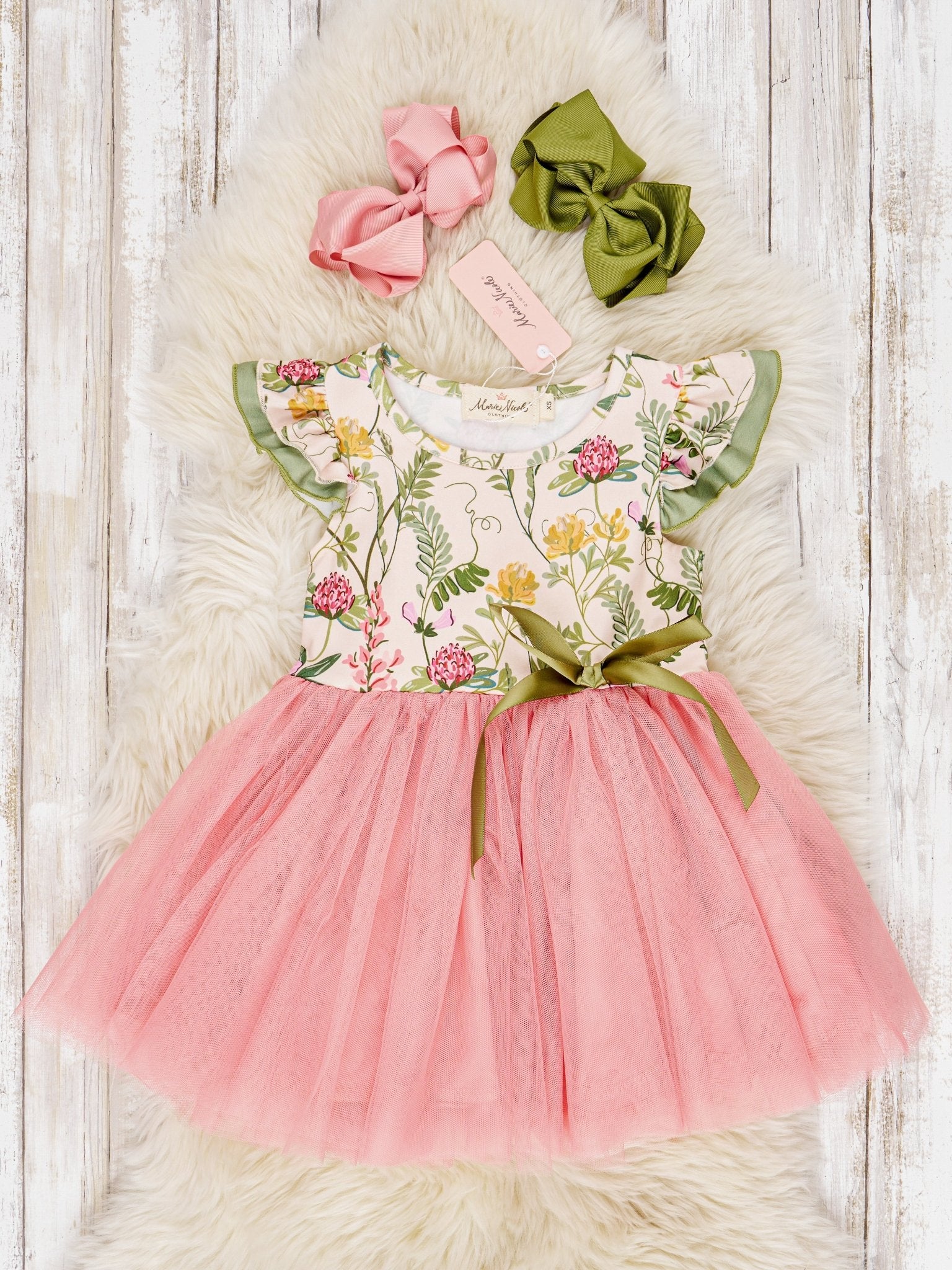 Summer Botanical Tulle Dress - Marie Nicole Clothing
