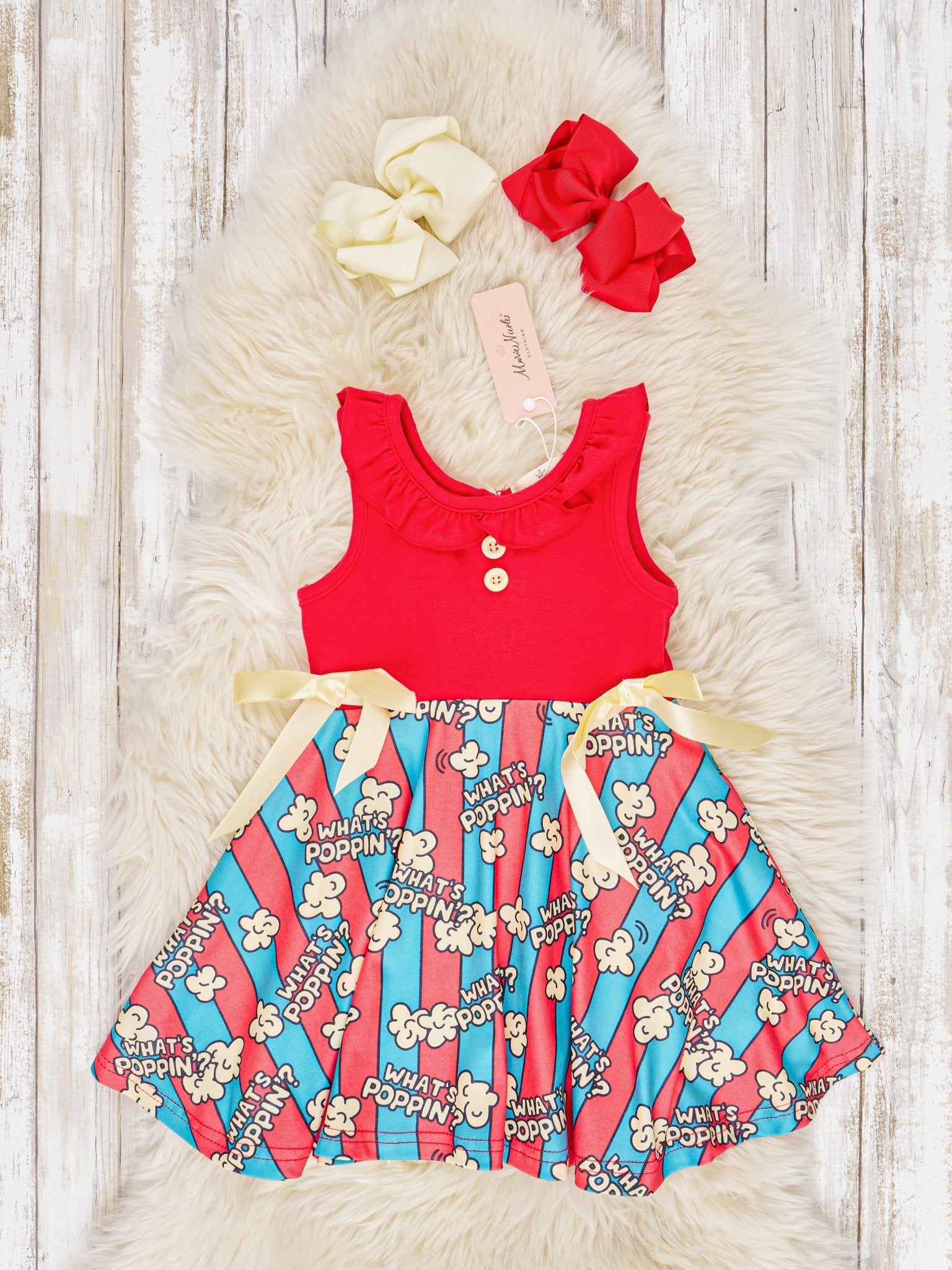 Popcorn Ruffle Dress - Marie Nicole Clothing