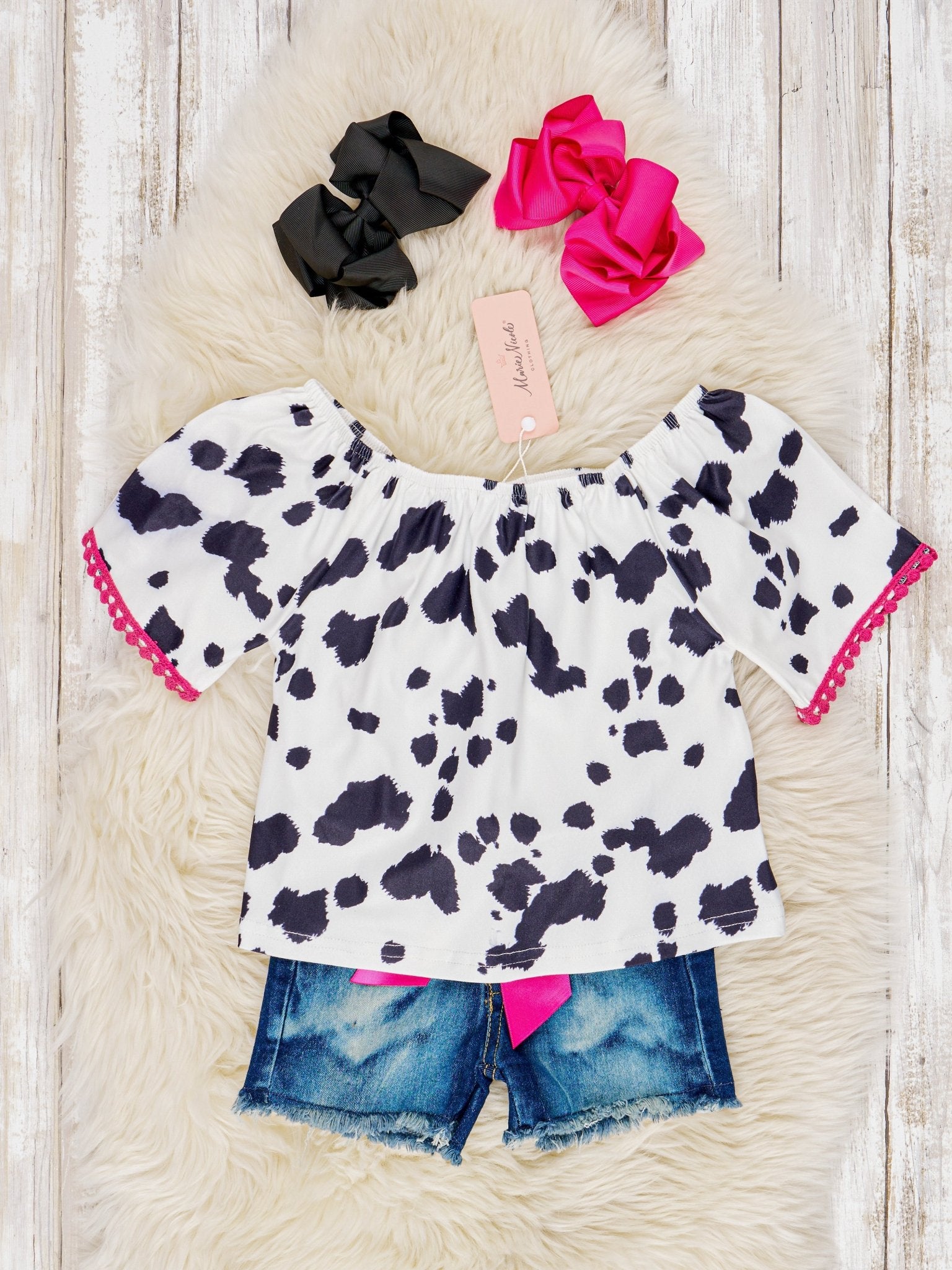 Cow Print Denim Outfit - Marie Nicole Clothing