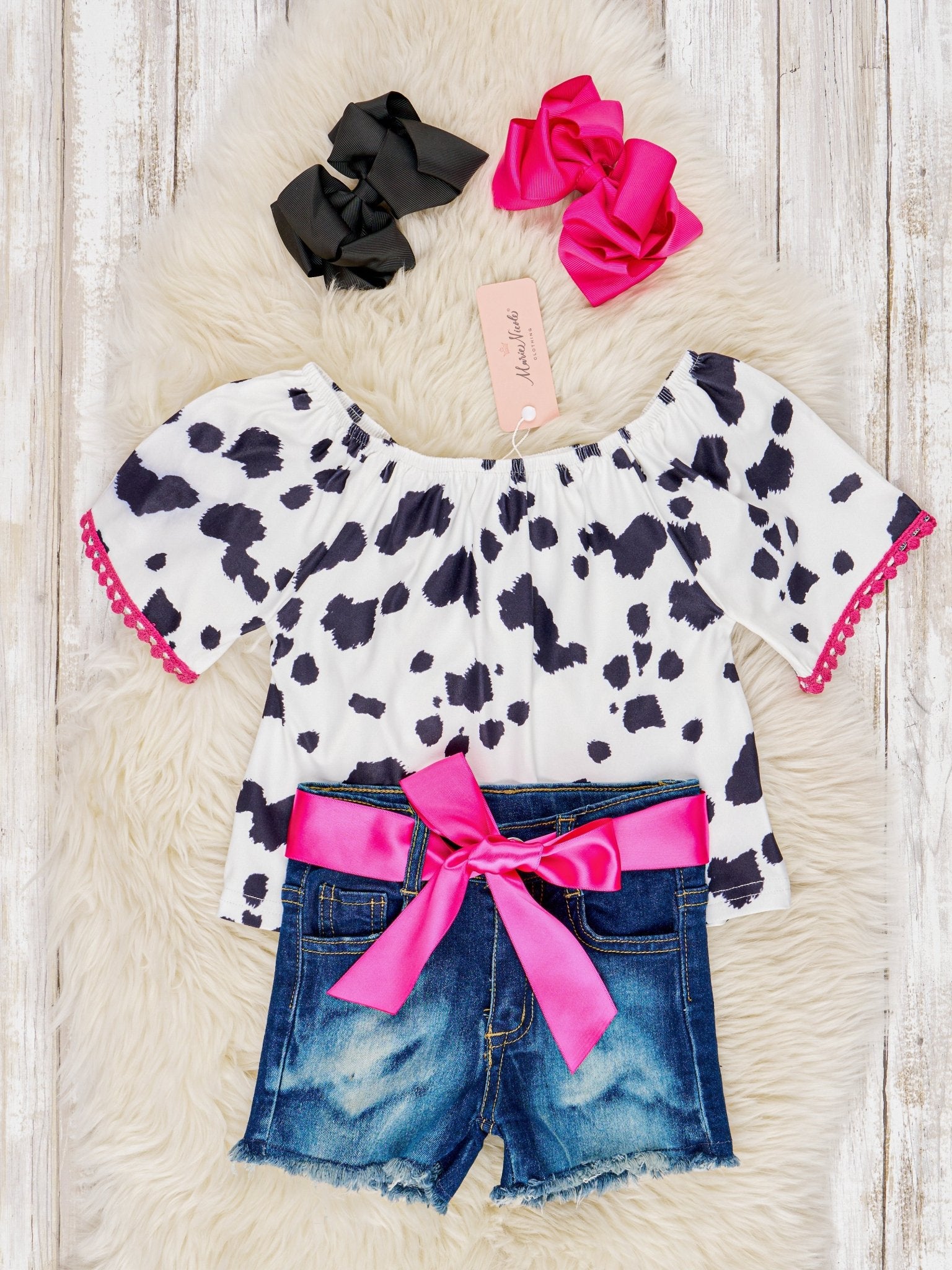 Cow Print Denim Outfit - Marie Nicole Clothing