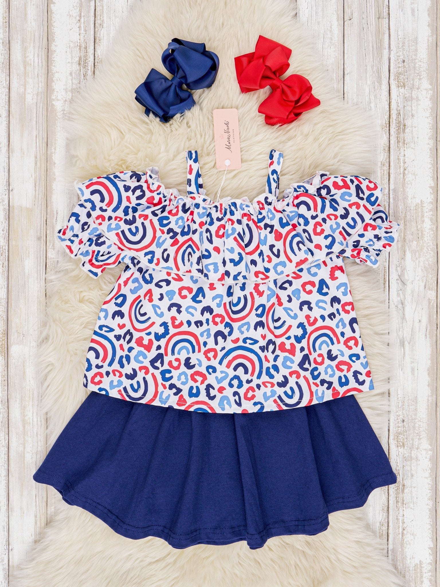 Red & Blue Rainbow Outfit - Marie Nicole Clothing