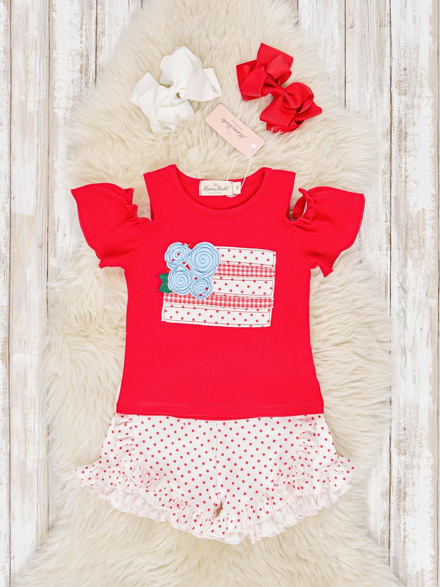 Red Cake Ruffle Outfit - Marie Nicole Clothing