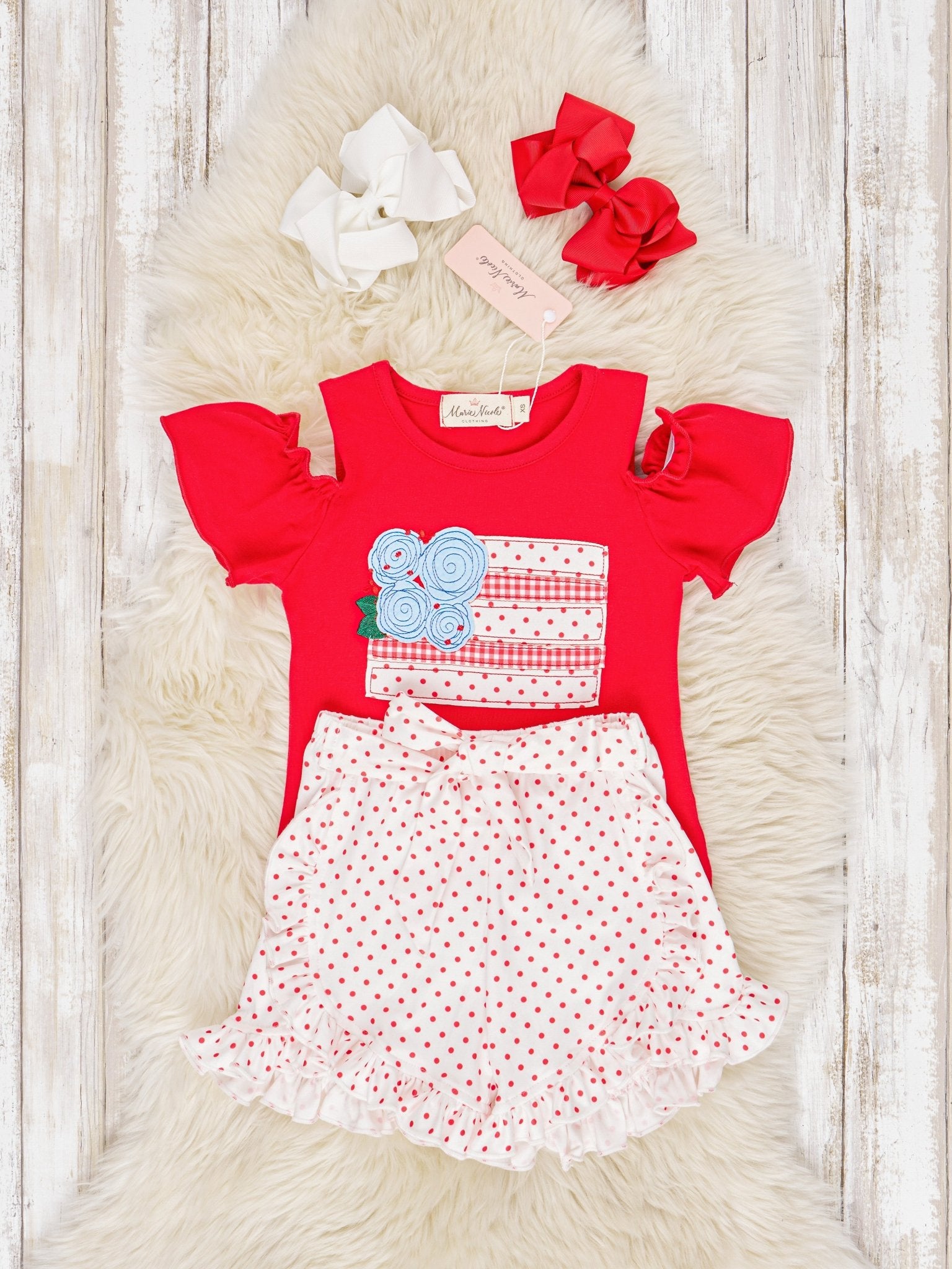 Red Cake Ruffle Outfit - Marie Nicole Clothing