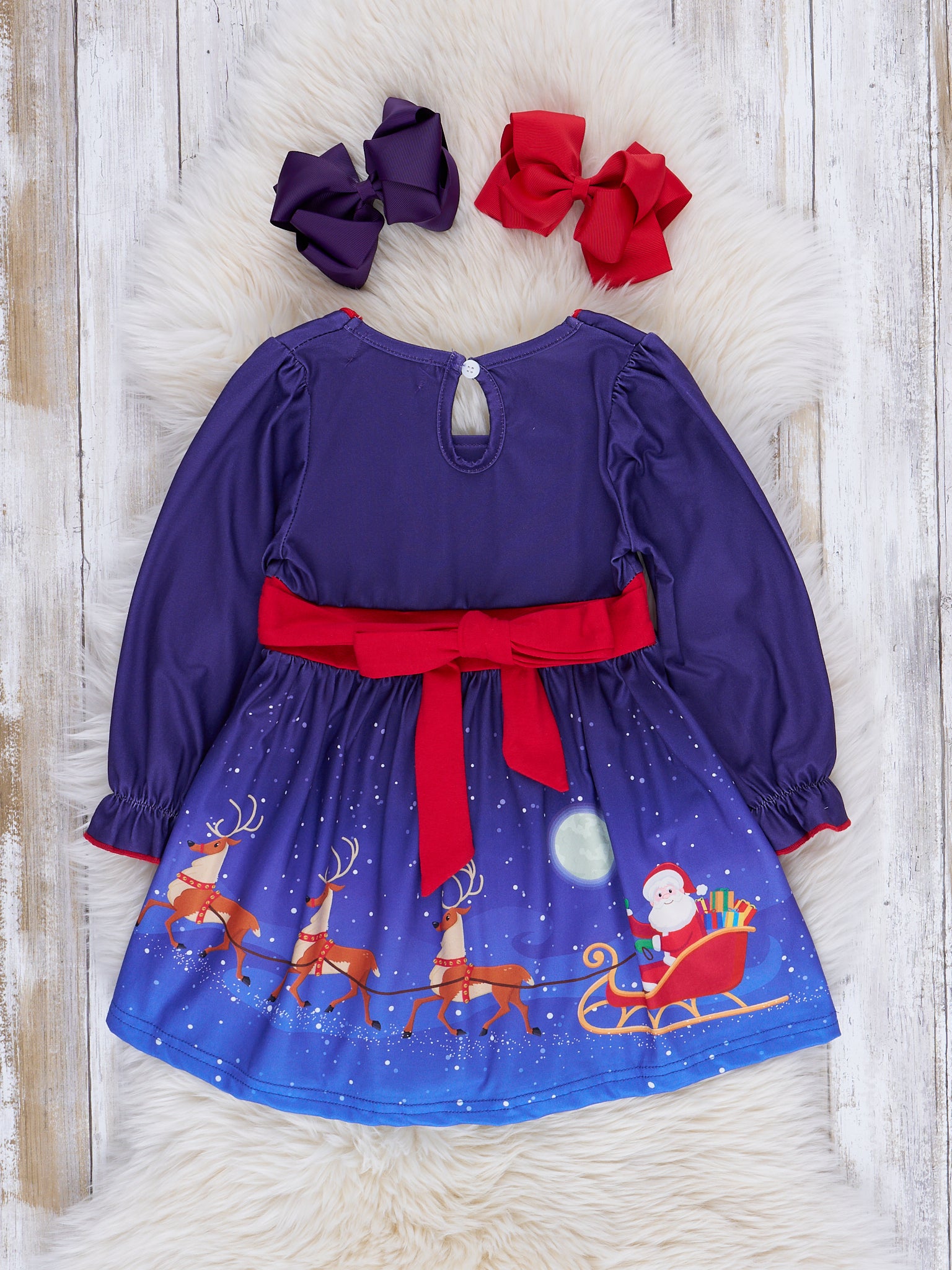 Blue Winter Wonderland Tie-Back Dress - Marie Nicole Clothing Blue Winter Wonderland Tie-Back Dress - Marie Nicole Clothing