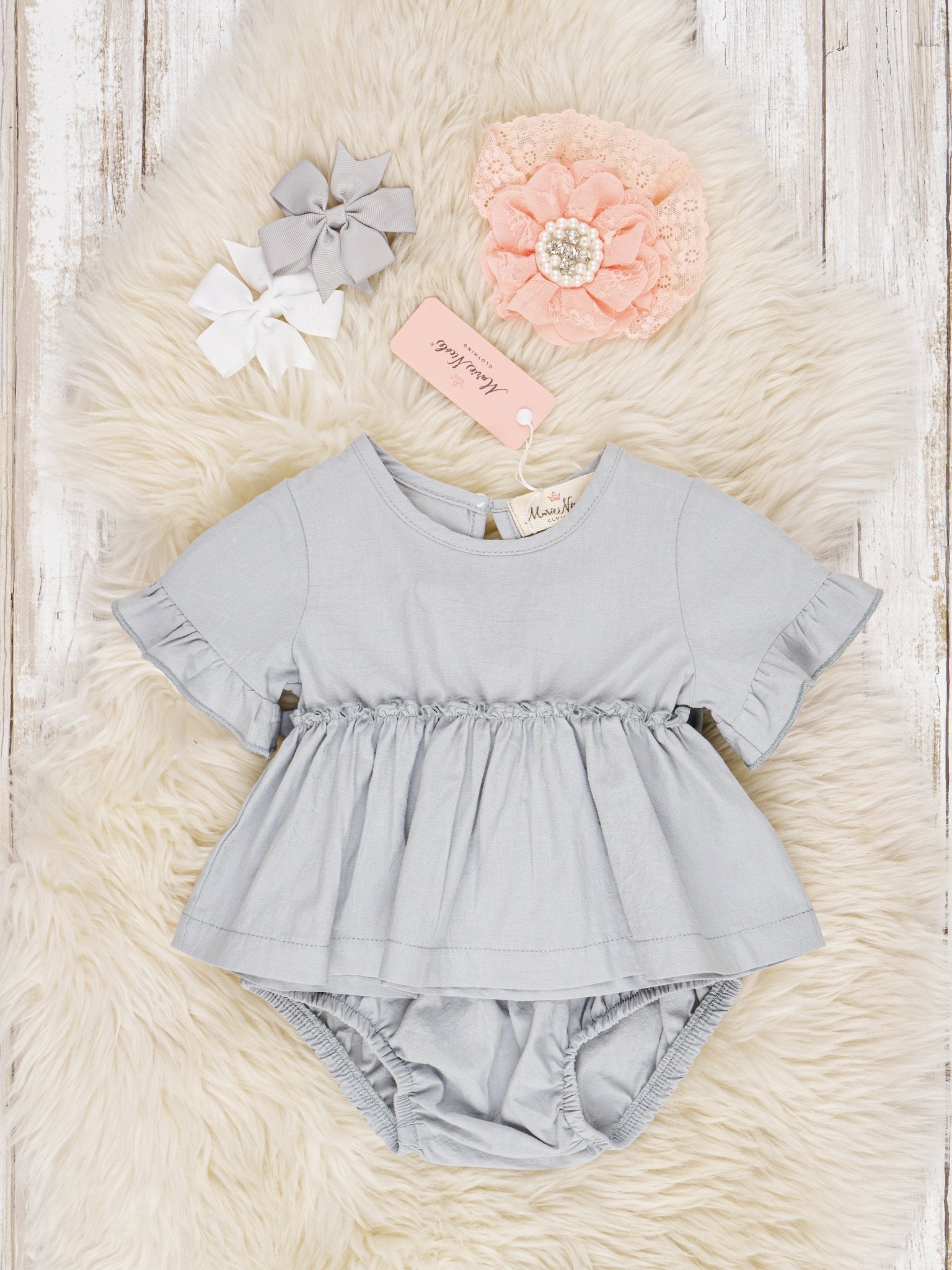 Grey Swing Top & Bloomers Outfit - Marie Nicole Clothing
