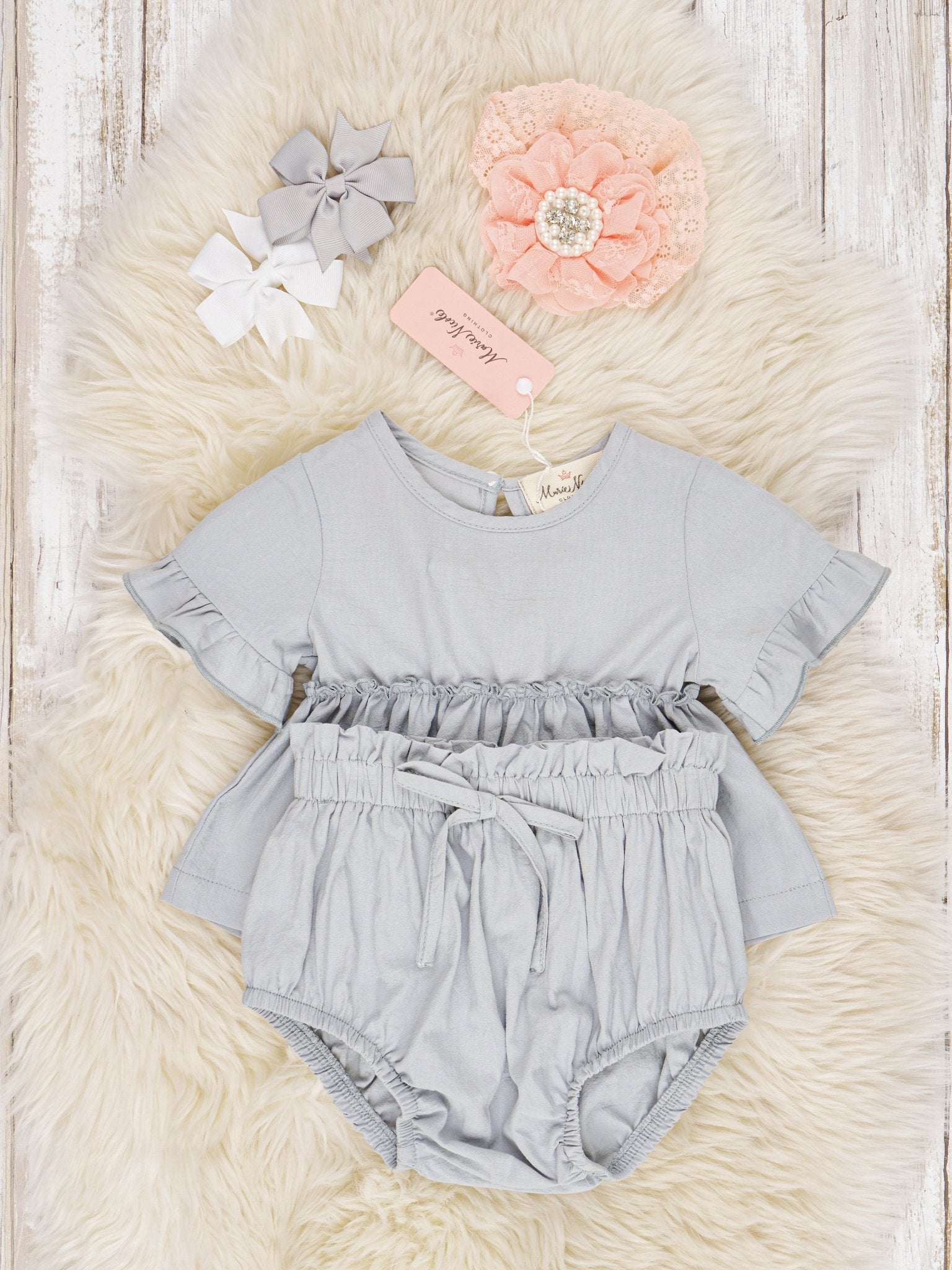 Grey Swing Top & Bloomers Outfit - Marie Nicole Clothing