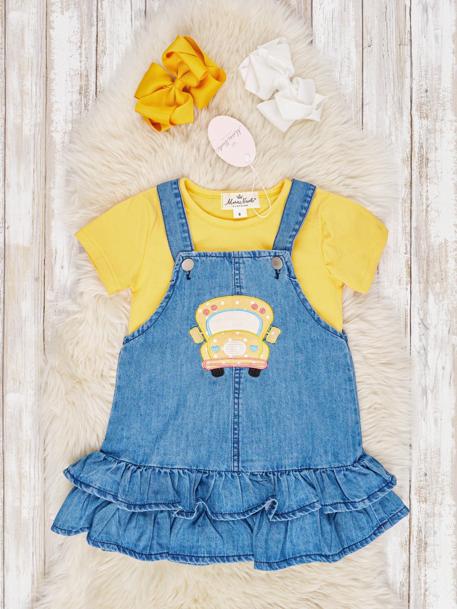 School Bus Denim Dress Set - Marie Nicole Clothing