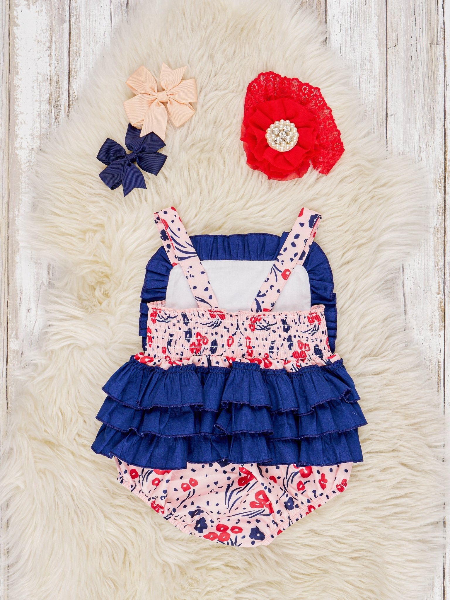 Patriotic Ice Cream Ruffle Bubble Romper - Marie Nicole Clothing
