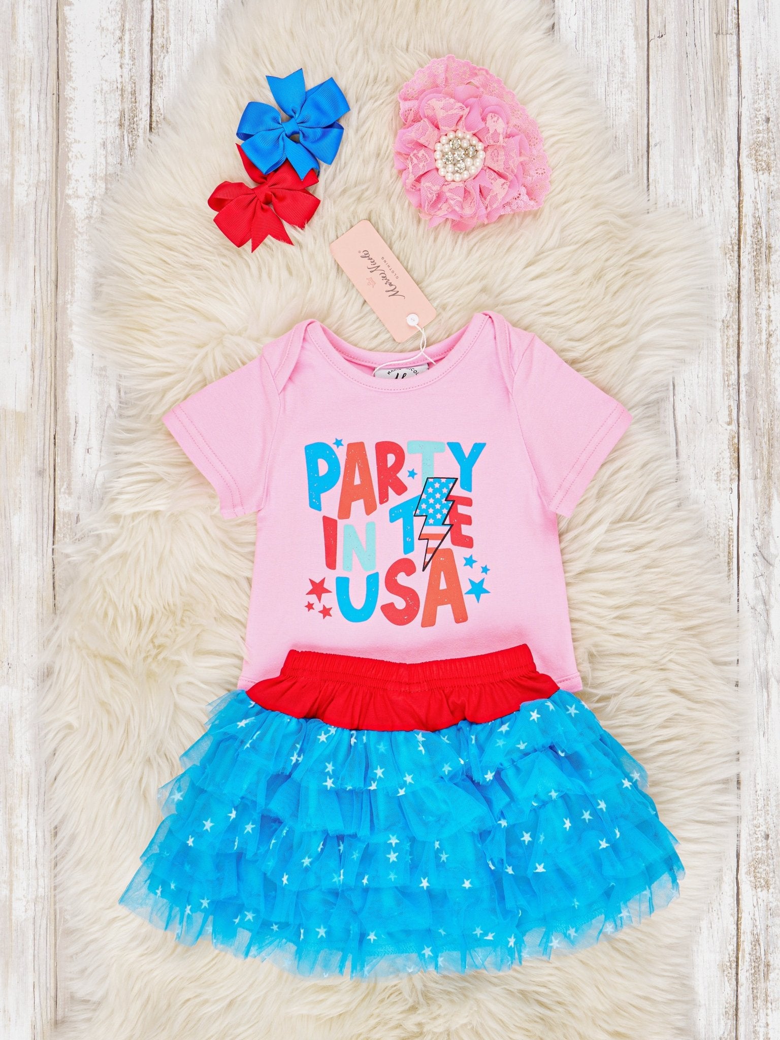 "Party In The USA" Onesie Tulle Outfit - Marie Nicole Clothing