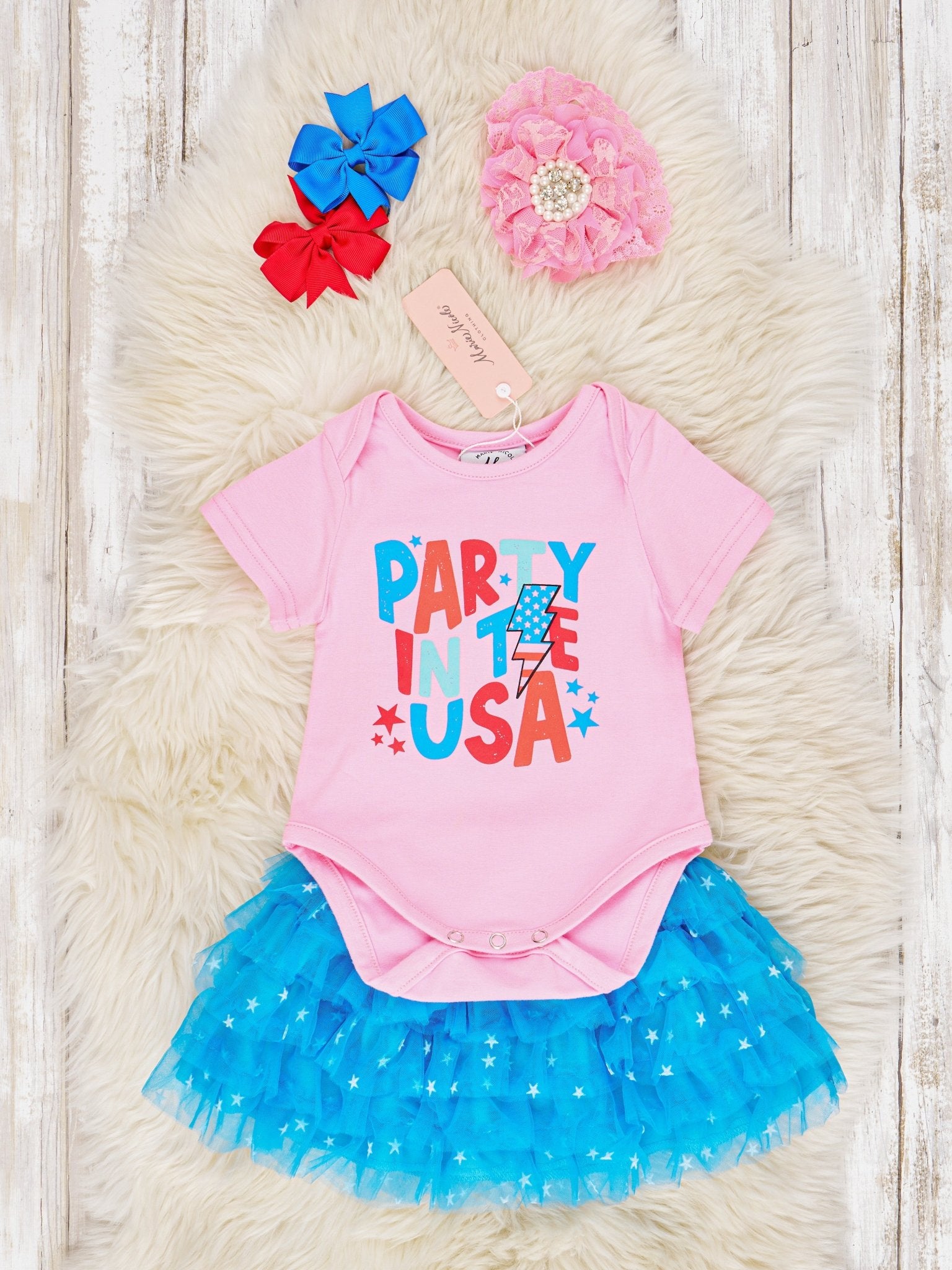 "Party In The USA" Onesie Tulle Outfit - Marie Nicole Clothing