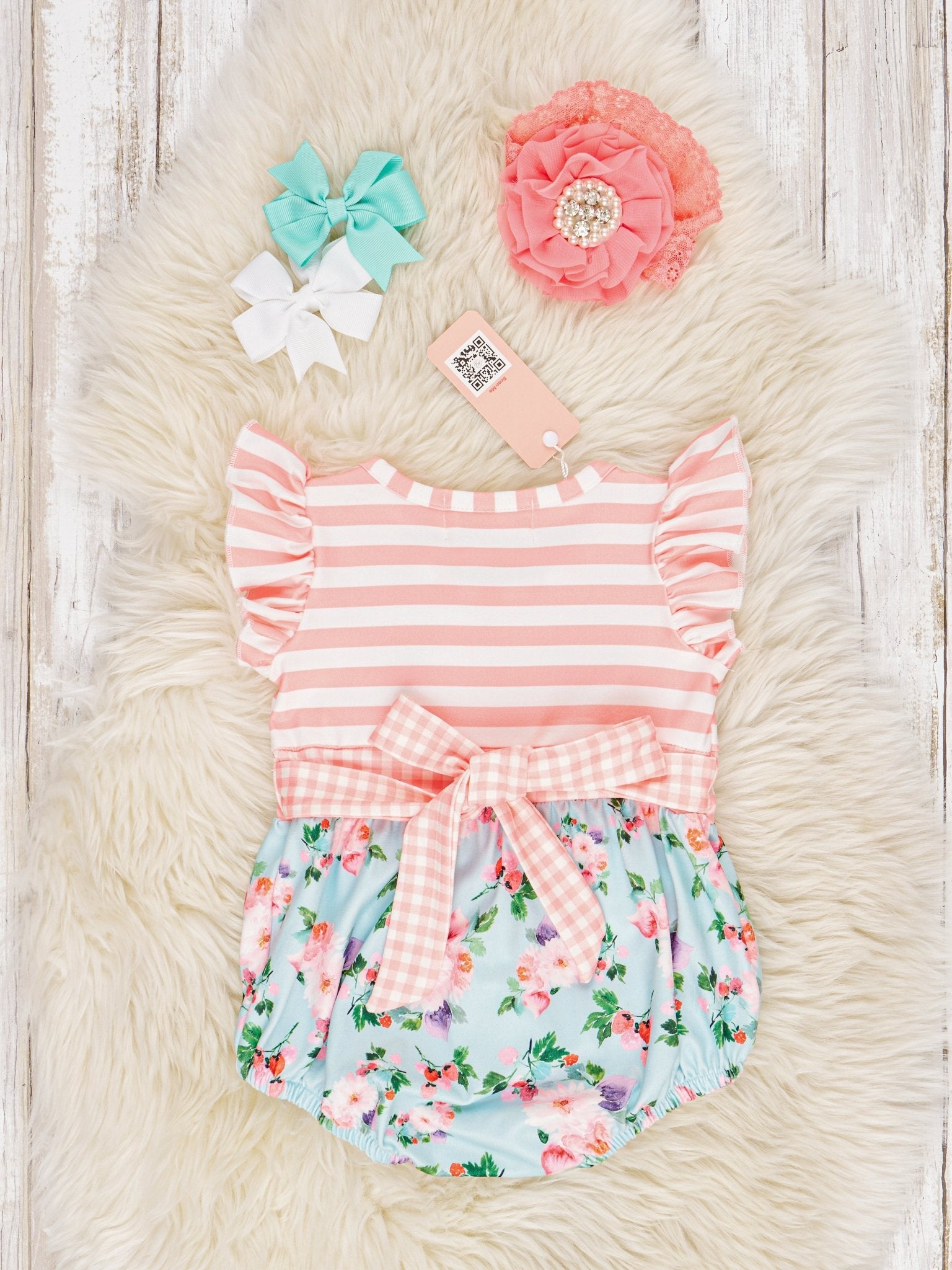 Bright Blossom Ruffle Bubble Romper - Marie Nicole Clothing