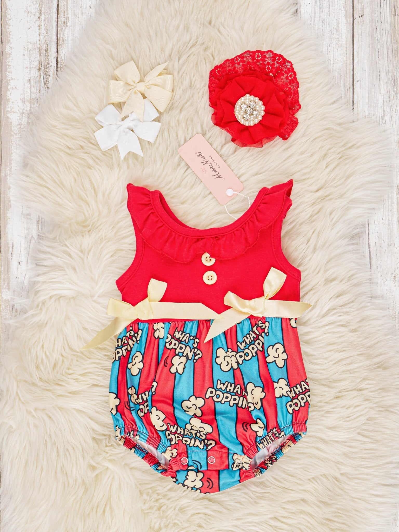 Popcorn Ruffle Bubble Romper - Marie Nicole Clothing
