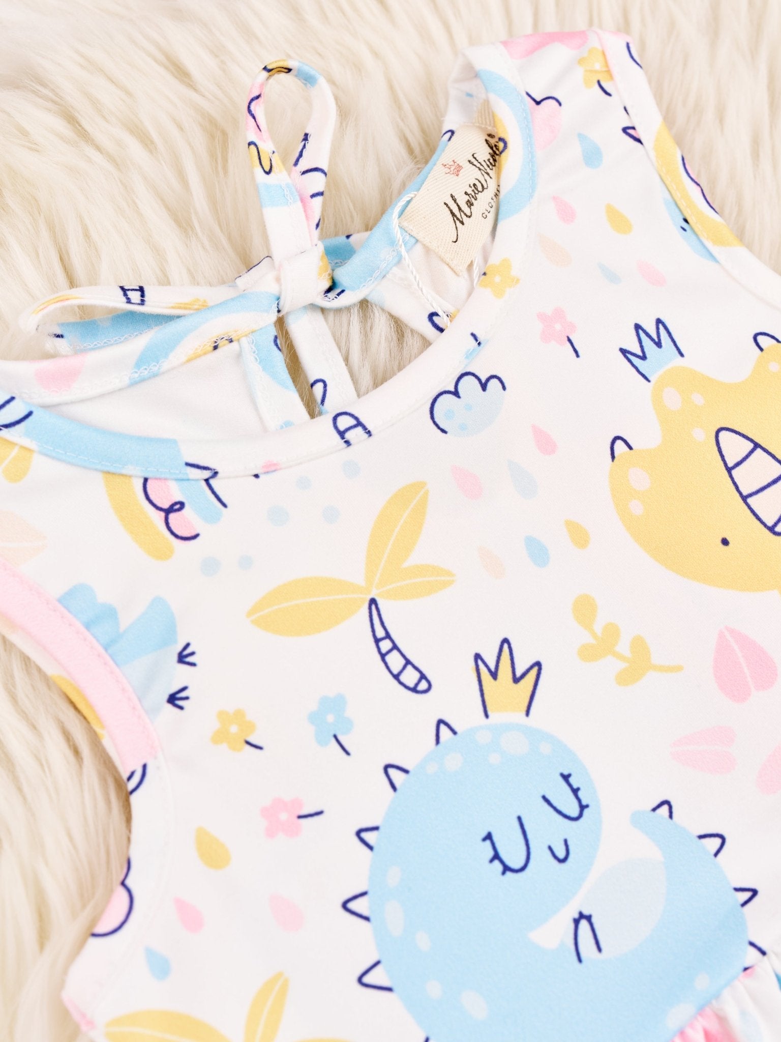 Watercolor Dinosaur Ruffle Dress - Marie Nicole Clothing