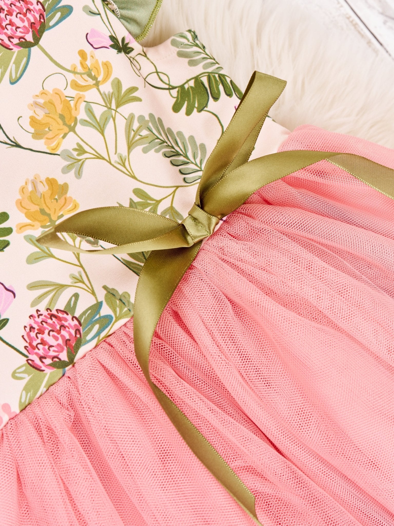 Summer Botanical Tulle Dress - Marie Nicole Clothing