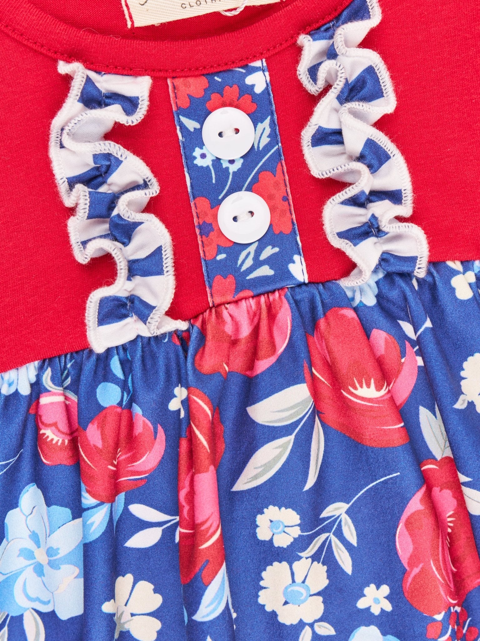 Red White & Blue Rose Ruffle Romper - Marie Nicole Clothing