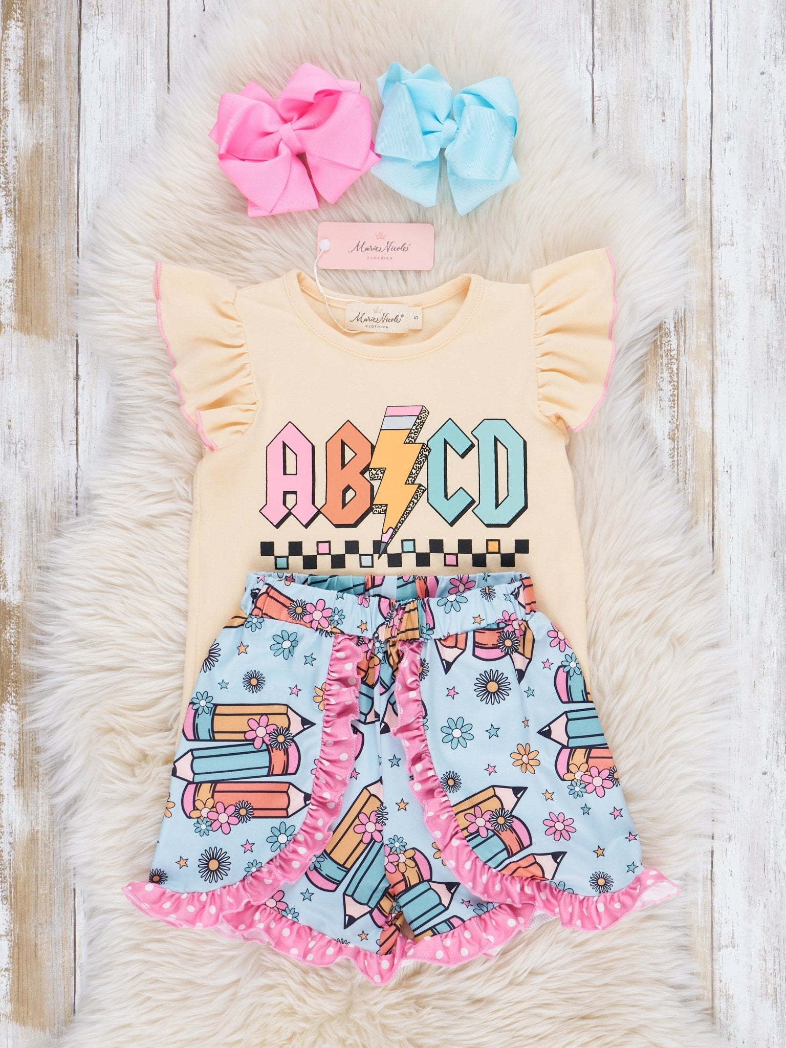 "ABCD" Highway to School Ruffle Outfit - Marie Nicole Clothing
