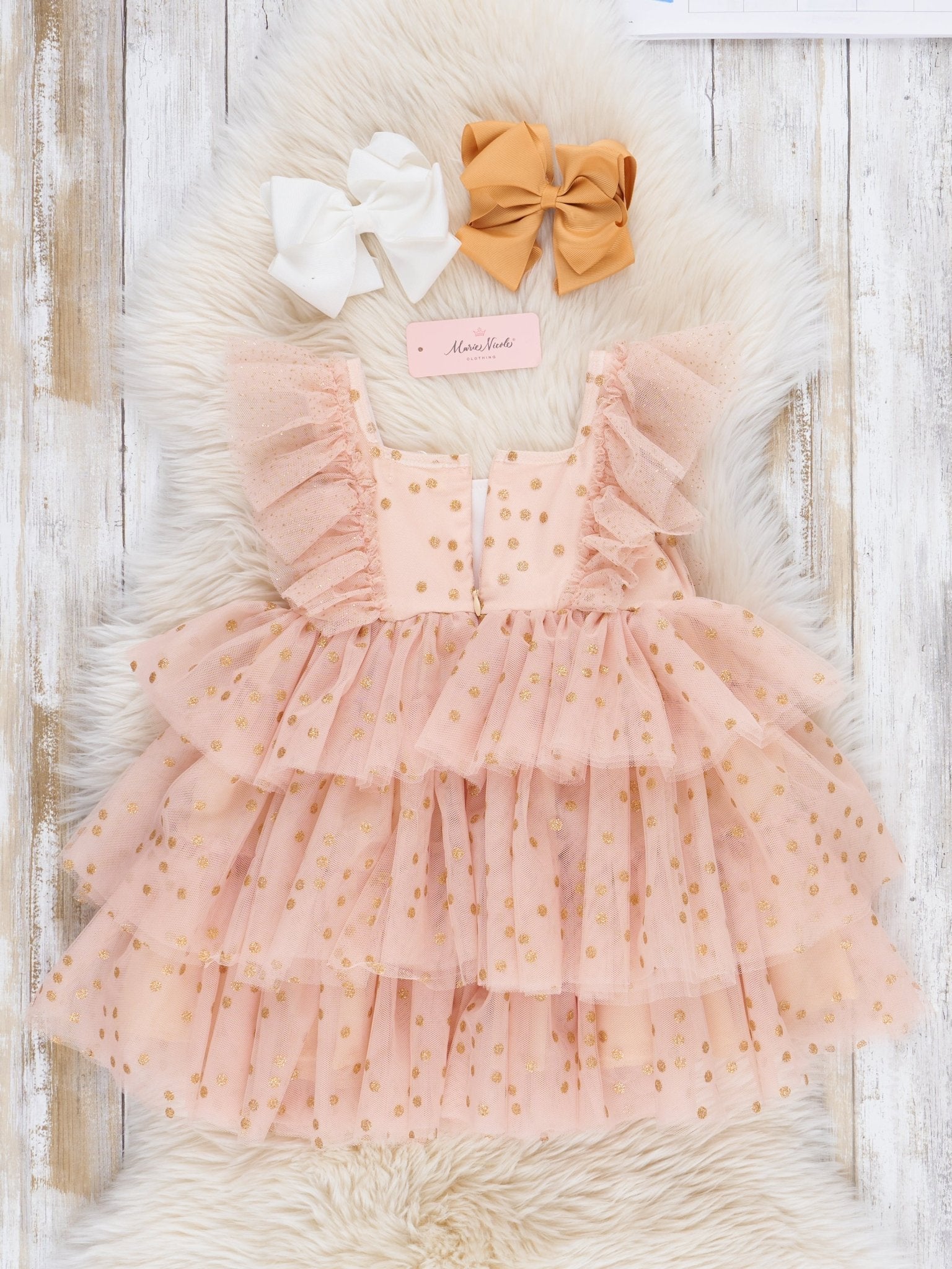 Soft Blush Sparkle Tiered Tulle Dress - Marie Nicole Clothing