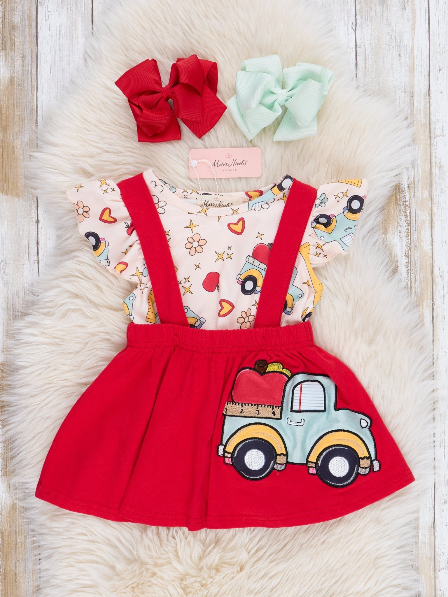 Red Apple Truck Skirtall Set - Marie Nicole Clothing