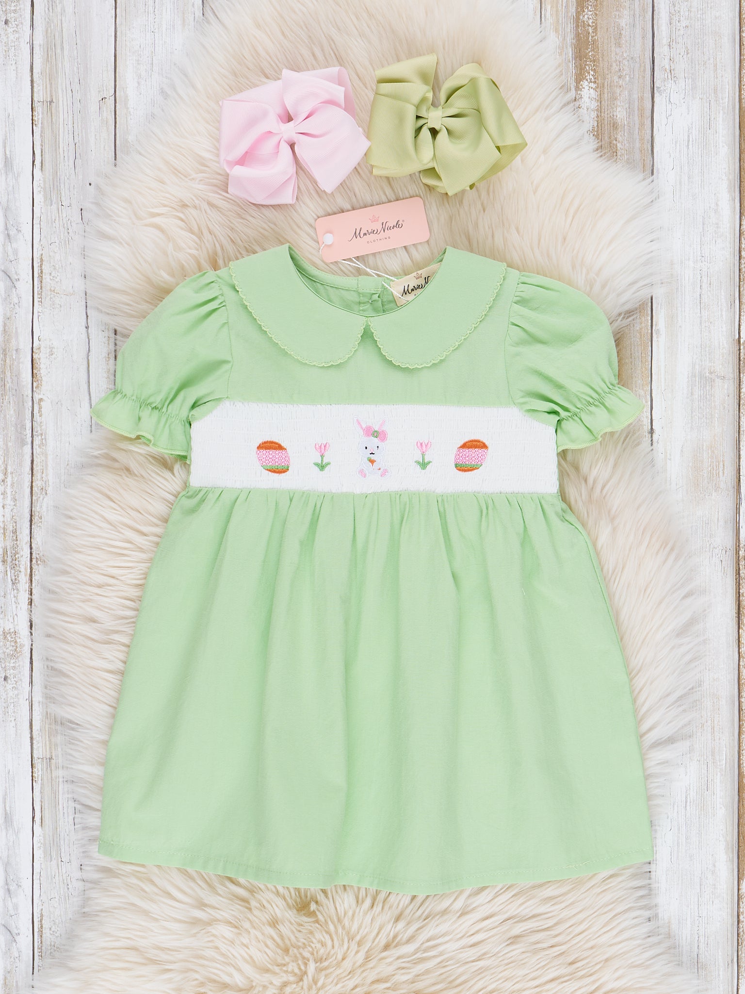 Soft Green Smocked Easter Dress Soft Green Smocked Easter Dress