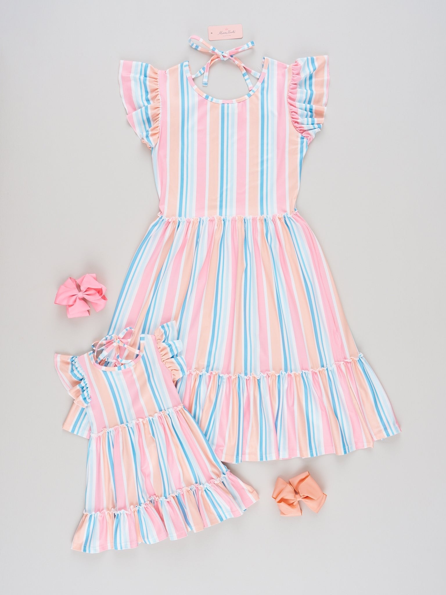 Mom & Me Day Bloom Tiered Stripe Ruffle Dress - Marie Nicole Clothing 3XL Mom & Me Day Bloom Tiered Stripe Ruffle Dress - Marie Nicole Clothing 3XL